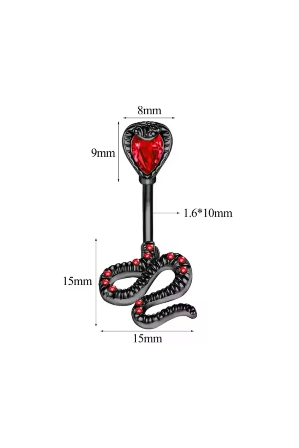 Cerrahi çelik siyah renk kobra yılan göbek piercingi