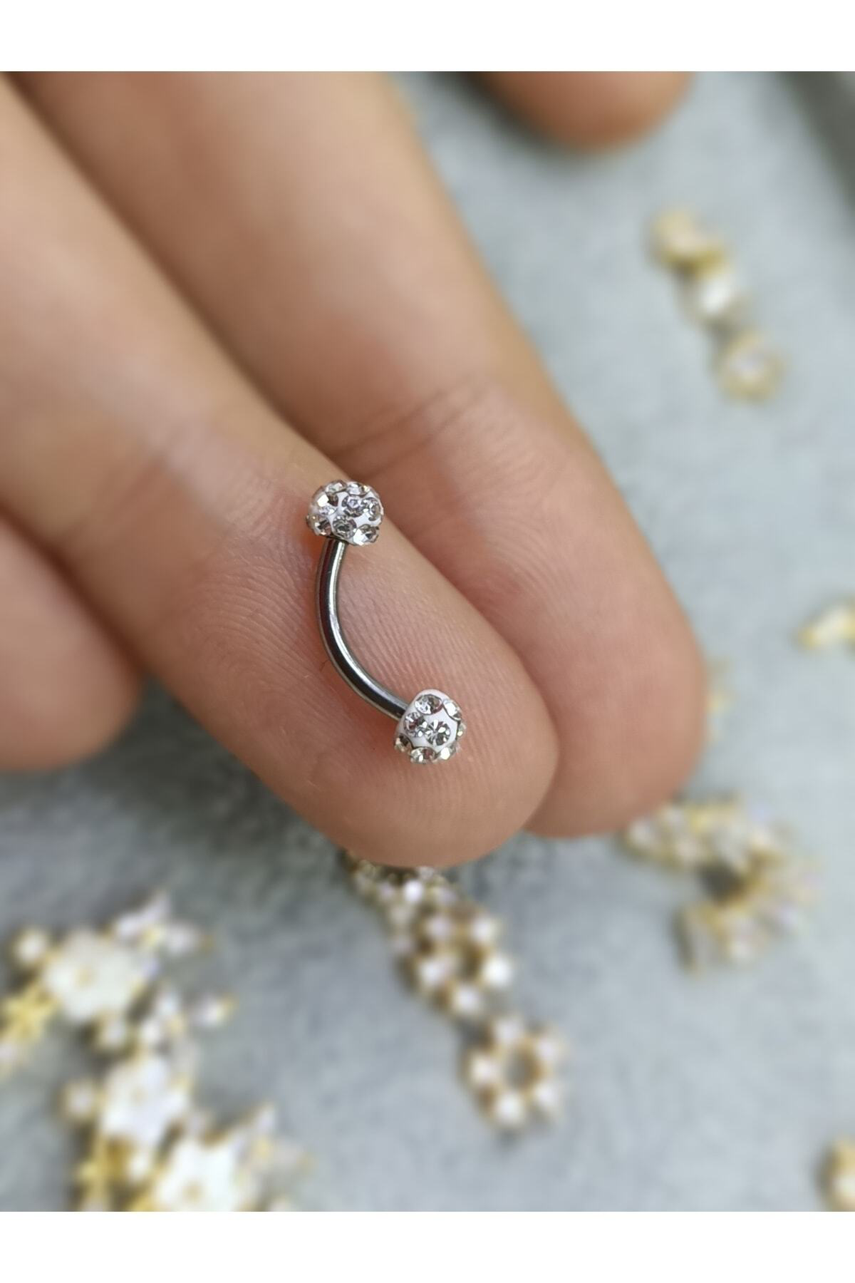 Cerrahi Çelik Taşlı Rook,kaş,kıkırdak Piercingi