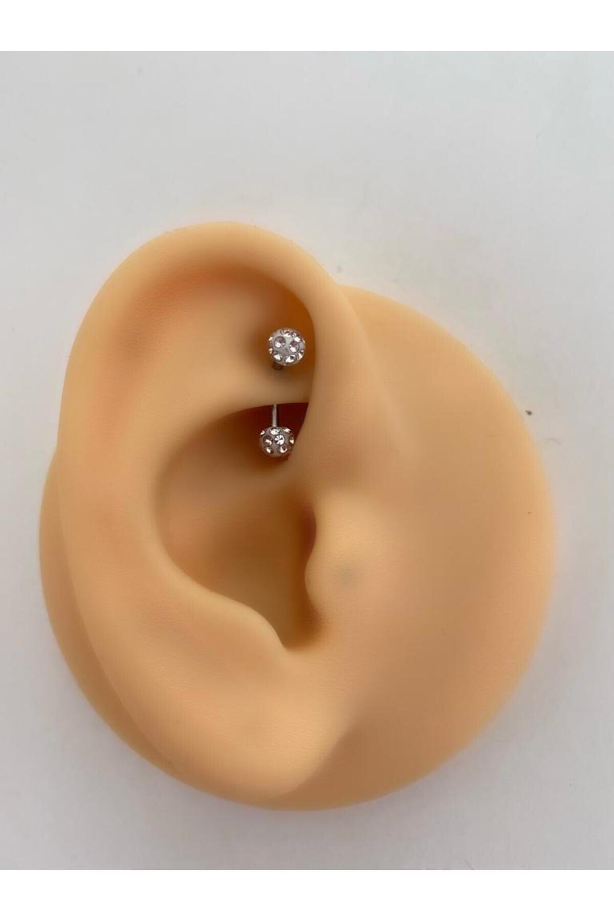 Cerrahi Çelik Taşlı Rook,kaş,kıkırdak Piercingi