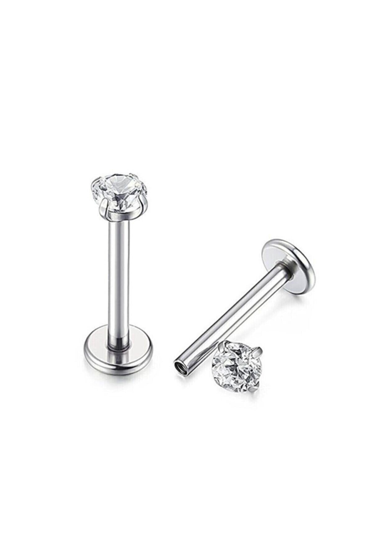 Cerrahi Çelik Taşlı Piercing Kulak Kıkırdak Tragus