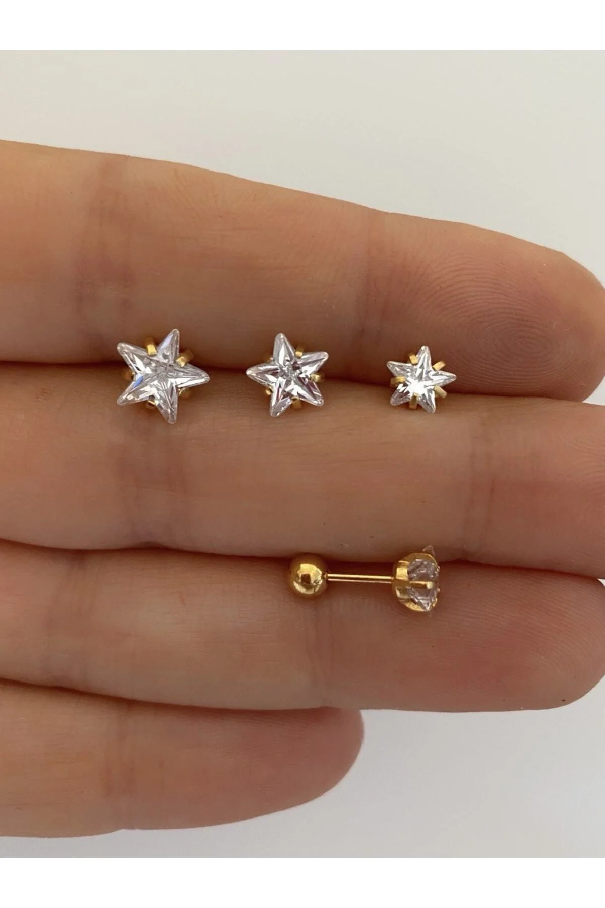Cerrahi Çelik Tek Taş Yıldız Piercing
