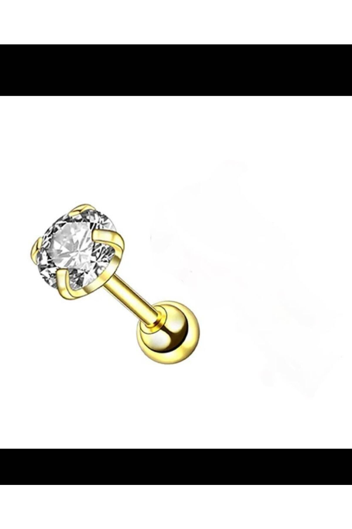 Cerrahi Çelik Tek Taş Piercing Küpe