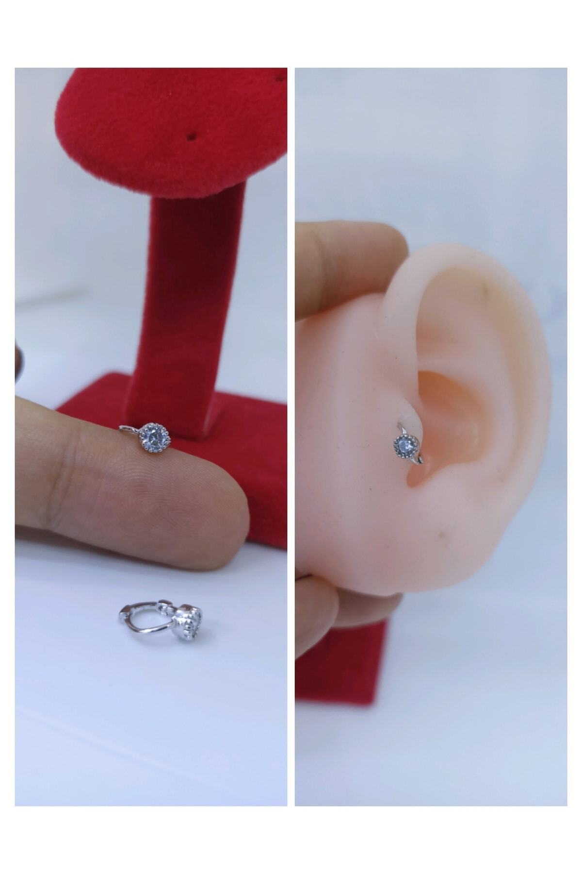 Cerrahi Çelik Tek Taş Mini Halka Tragus Piercingi
