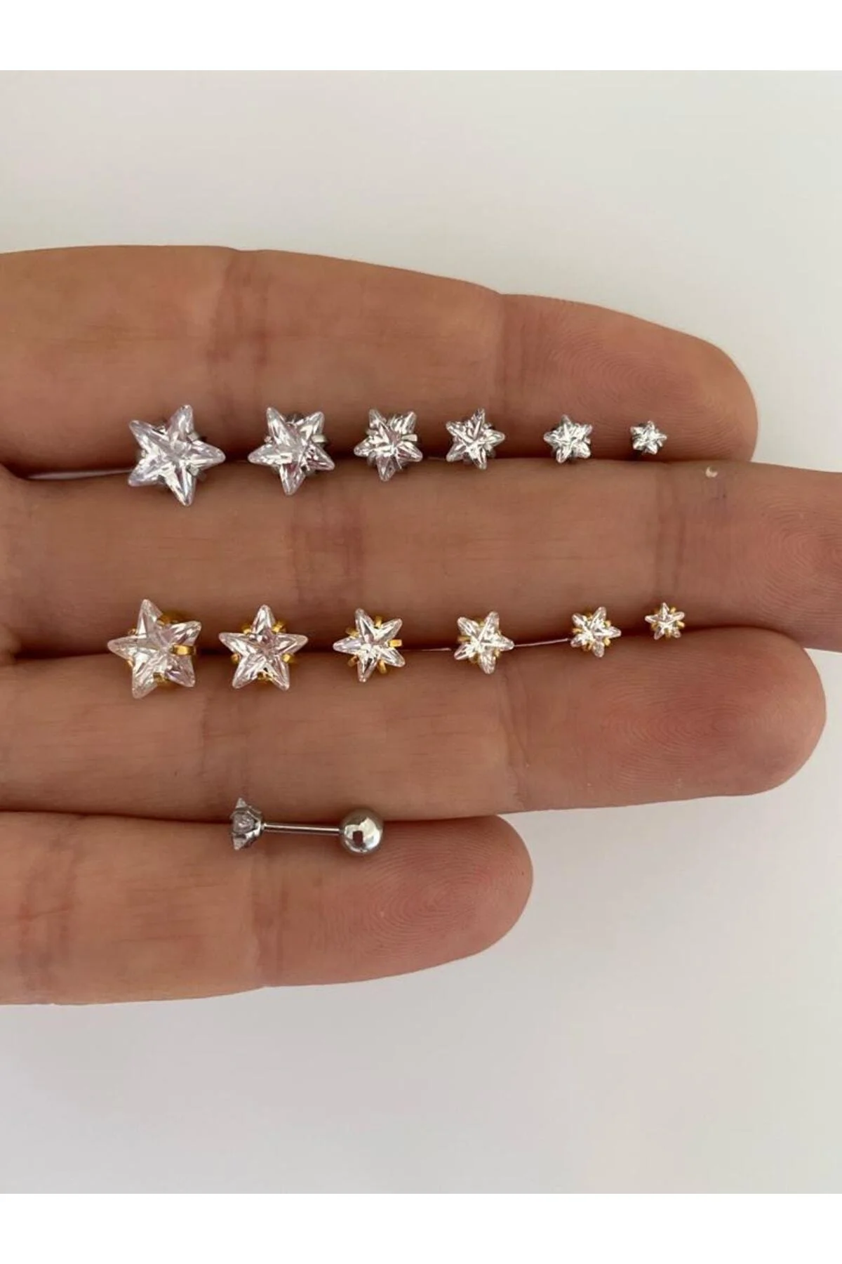 Cerrahi Çelik Tek Taş Yıldız Piercing