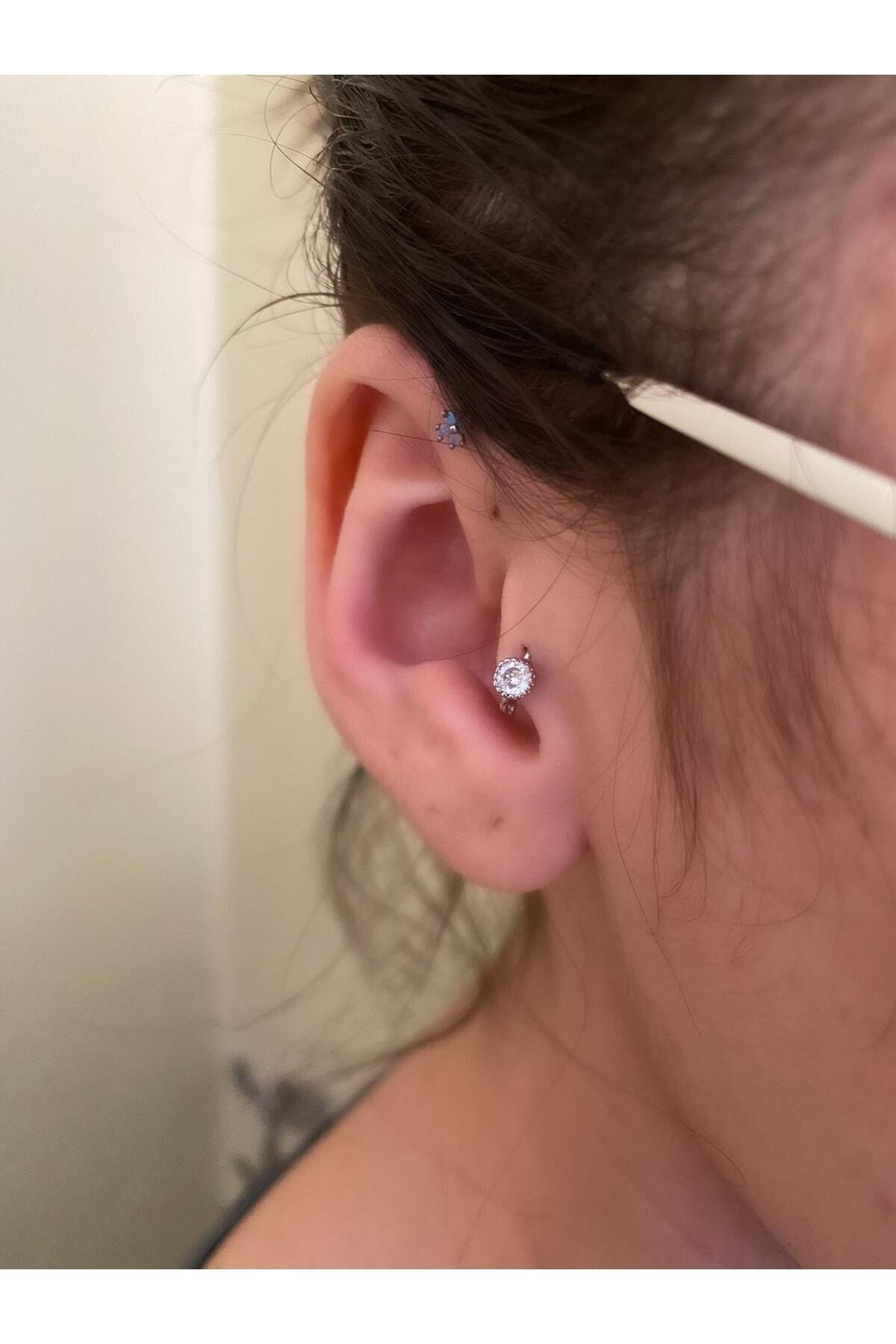 Cerrahi Çelik Tek Taş Mini Halka Tragus Piercingi