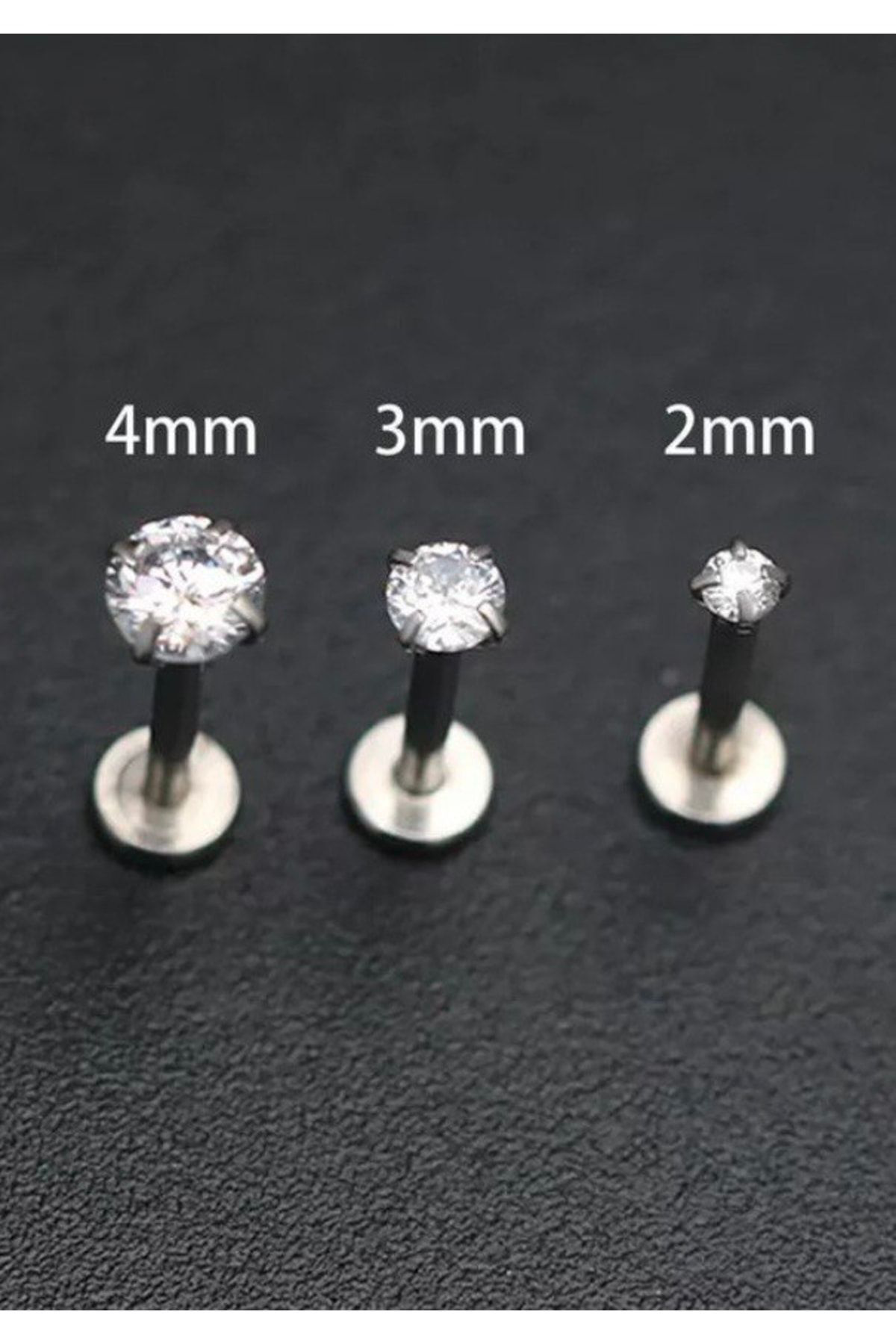 Cerrahi Çelik Tek Taş Tragus Dudak Lobe Piercing