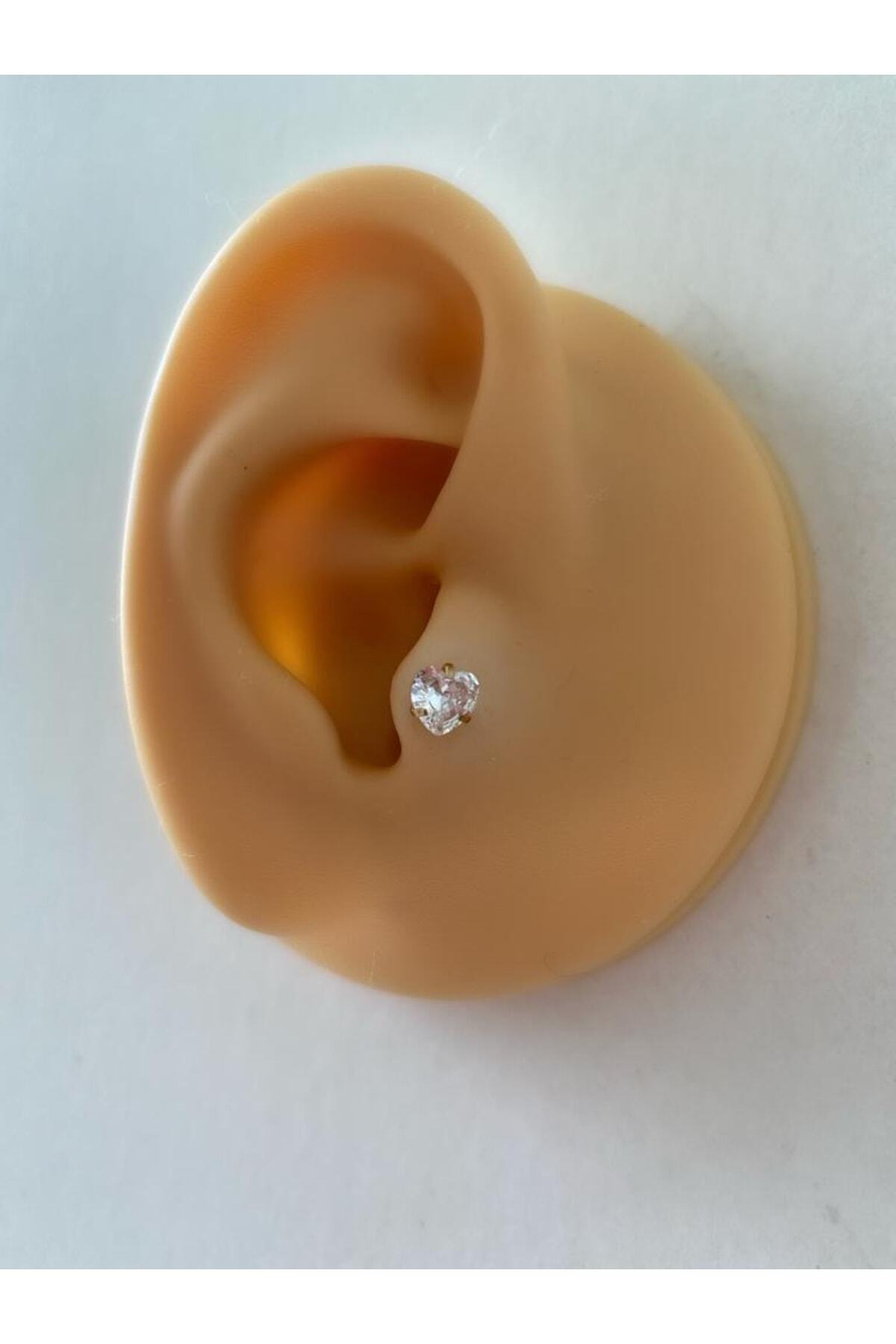 Cerrahi Çelik Tek Taş Kalp Tragus Helix Kıkırdak Piercing