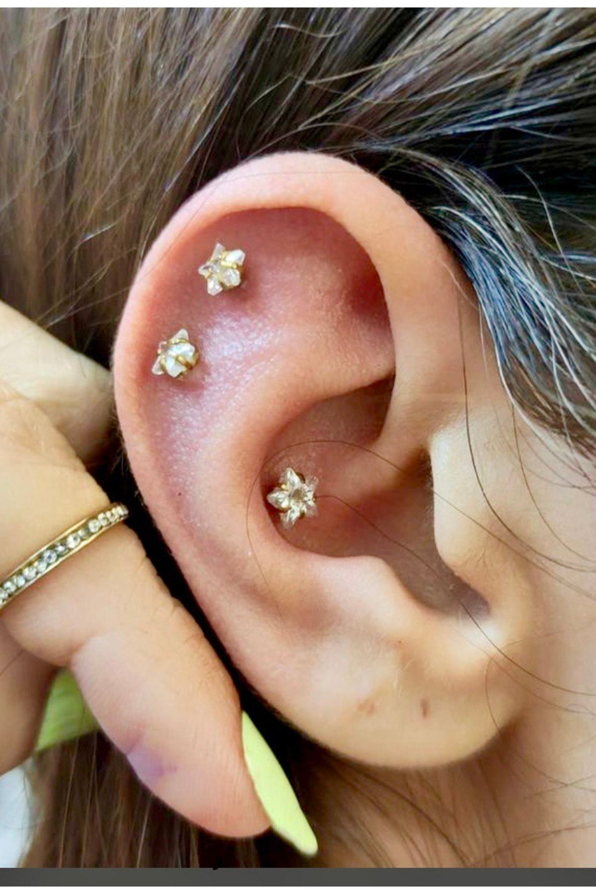 Cerrahi Çelik Tek Taş Yıldız Tragus Helix Kıkırdak Piercing