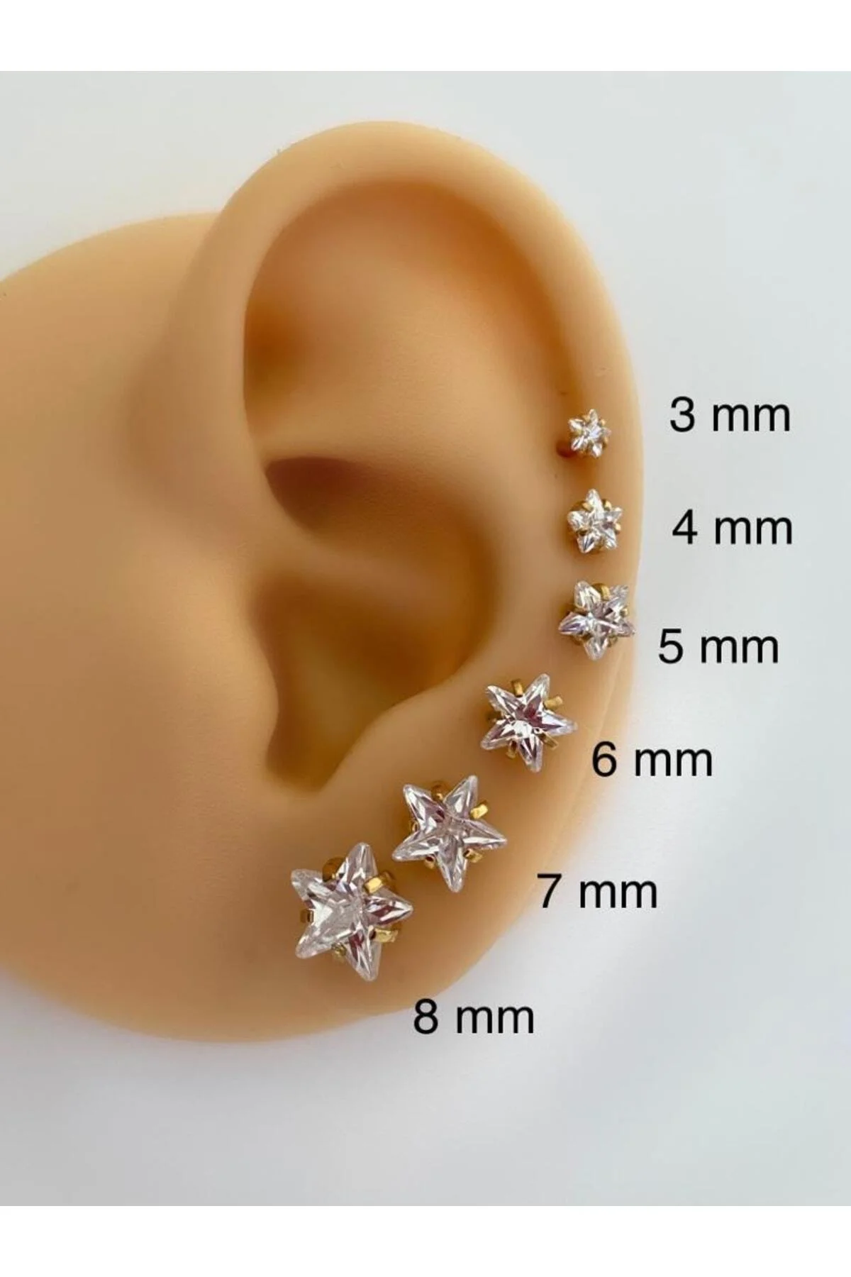 Cerrahi Çelik Tek Taş Yıldız Piercing