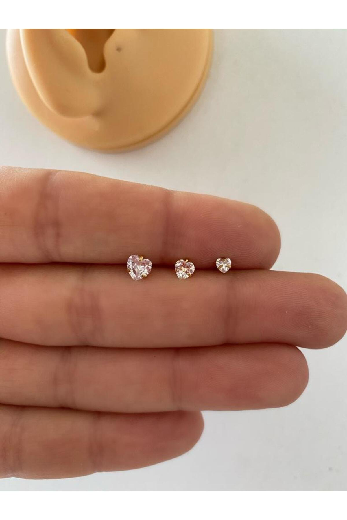 Cerrahi Çelik Tek Taş Kalp Tragus Helix Kıkırdak Piercing