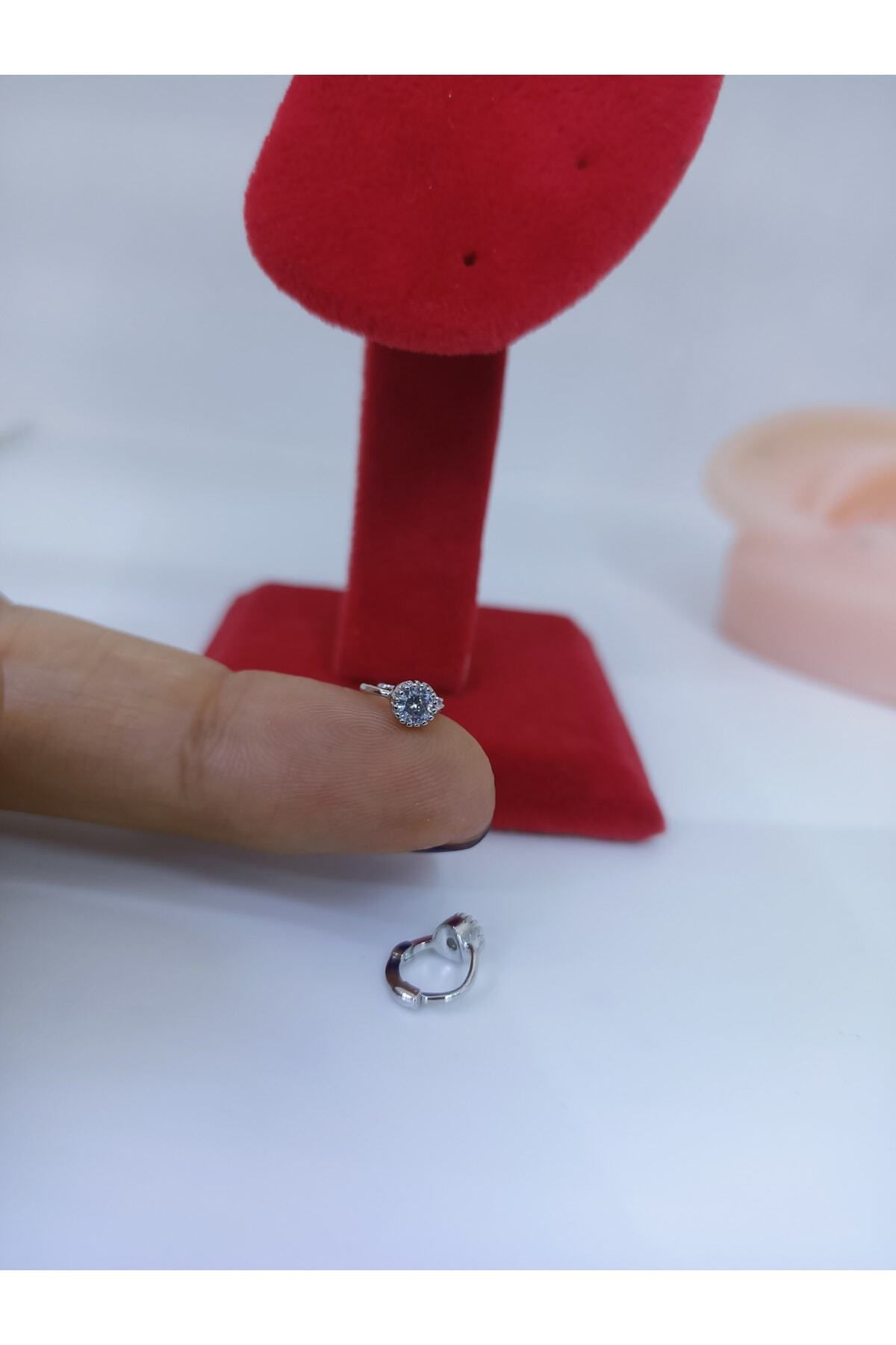 Cerrahi Çelik Tek Taş Mini Halka Tragus Piercingi