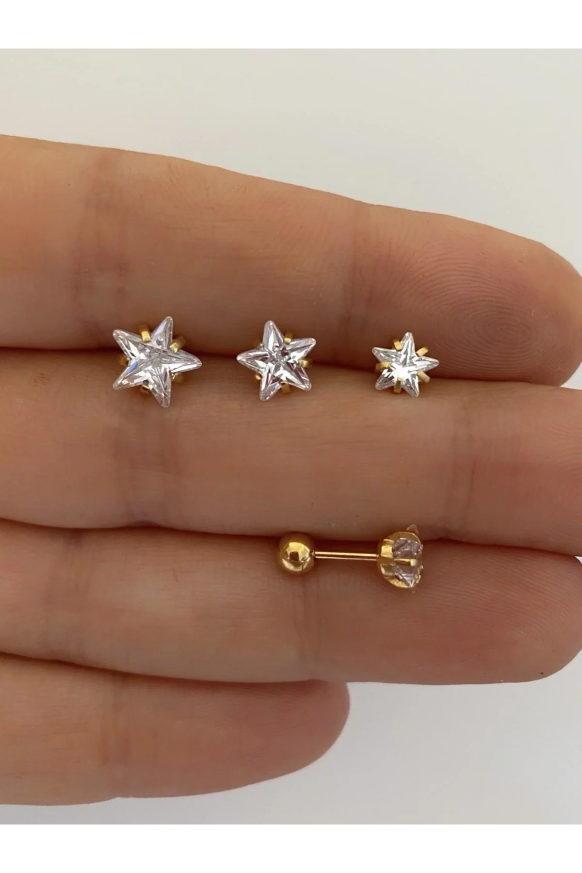Cerrahi Çelik Tek Taş Yıldız Piercing