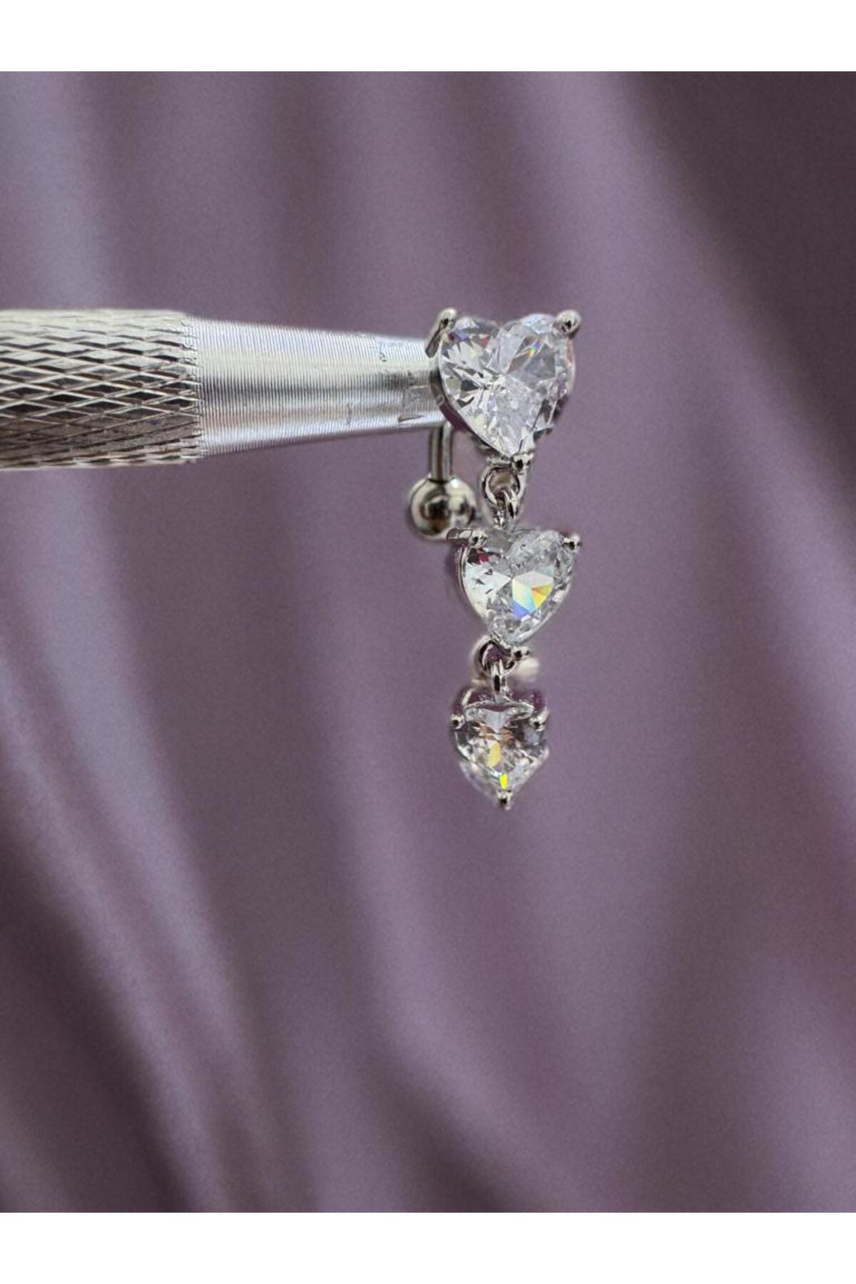 cerrahi çelik üstten takmalı zirkon taş kalpli göbek piercingi Fiyatı, Yorumları ve Özellikleri