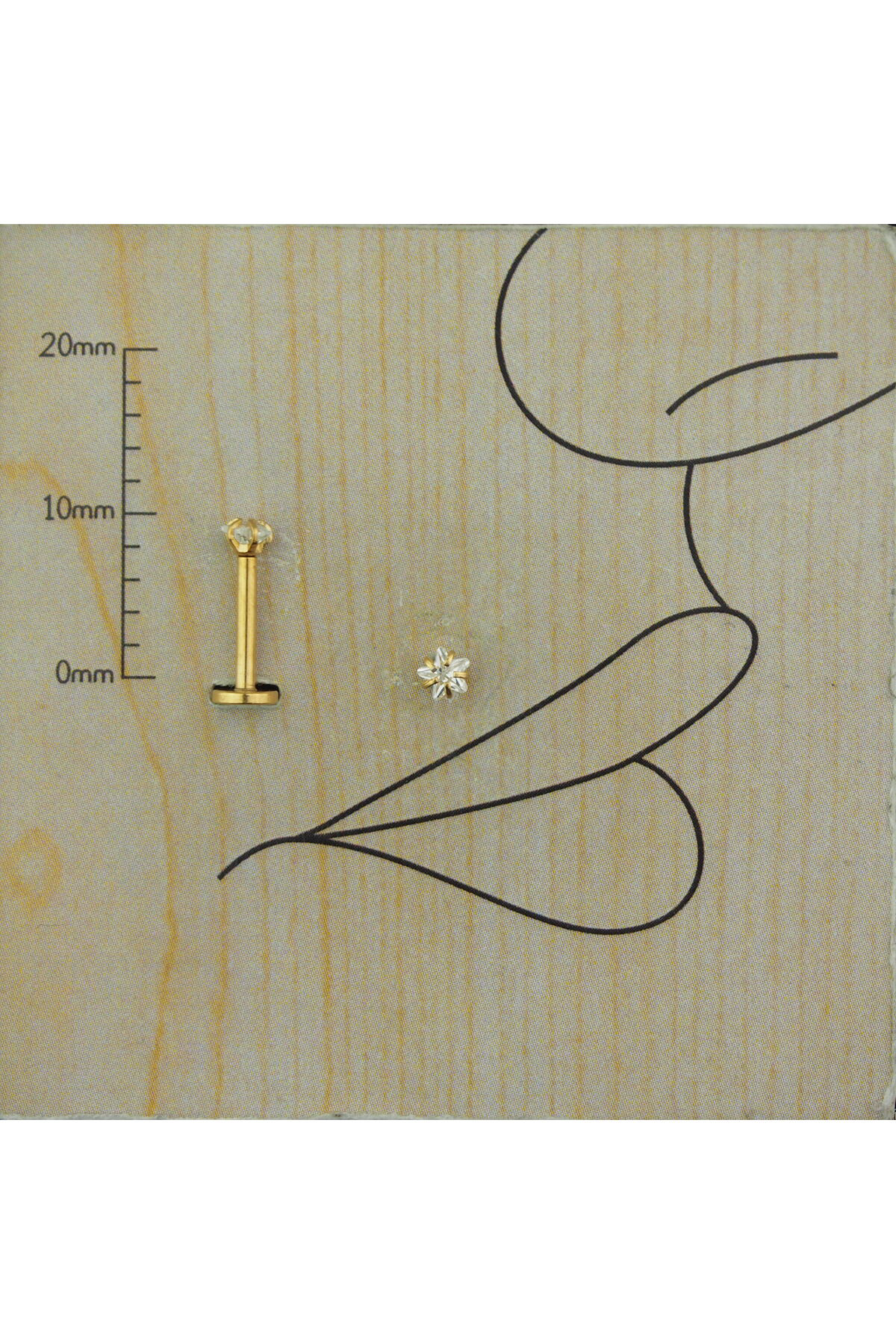 Cerrahi Çelik Yıldız Zirkon Dudak Piercing 3 Mm