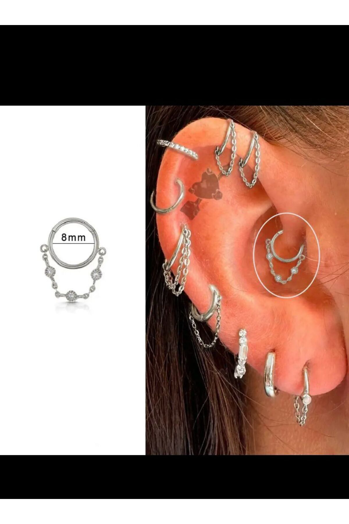 CERRAHİ ÇELİK ZİNCİRLİ HELİX KIKIRDAK DAİTH LOBE SEPTUM UYUMLU ME