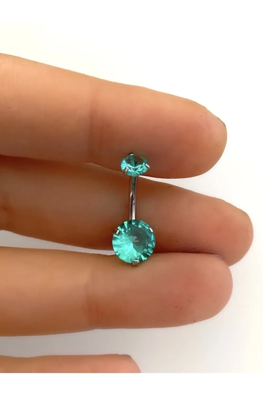 Cerrahi Çelik Zirkon Taşlı Göbek Piercingi