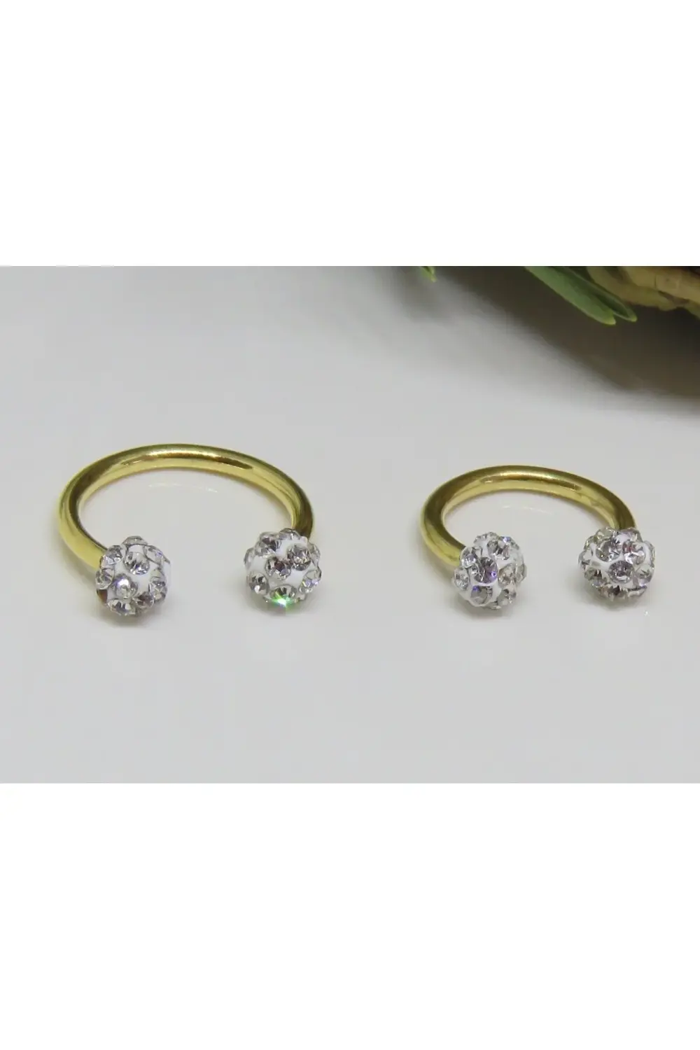 Cerrahi Çelik Zirkon Taşlı Gold Piercing, Küpe, Kıkırdak, Tragus,