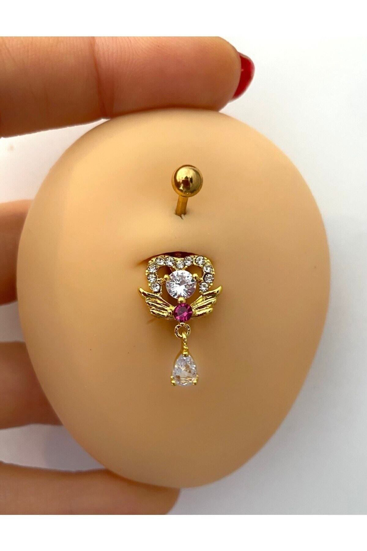 cerrahi çelik zirkon taşlı kalpli göbek piercingi cerrahi çelik zirkon taşlı kalpli göbek piercingi