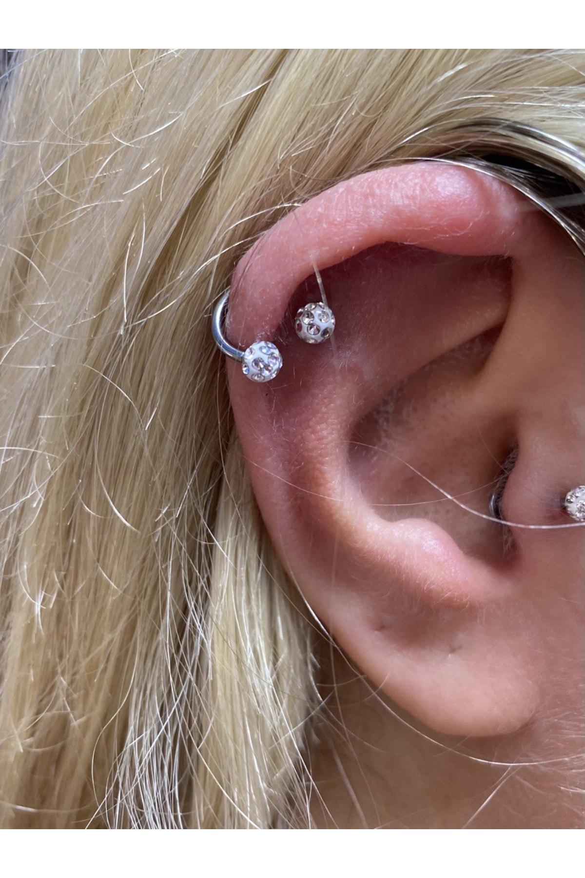 Arescollection Cerrahi Çelik Zirkon Taşlı Yarım Halka Piercing