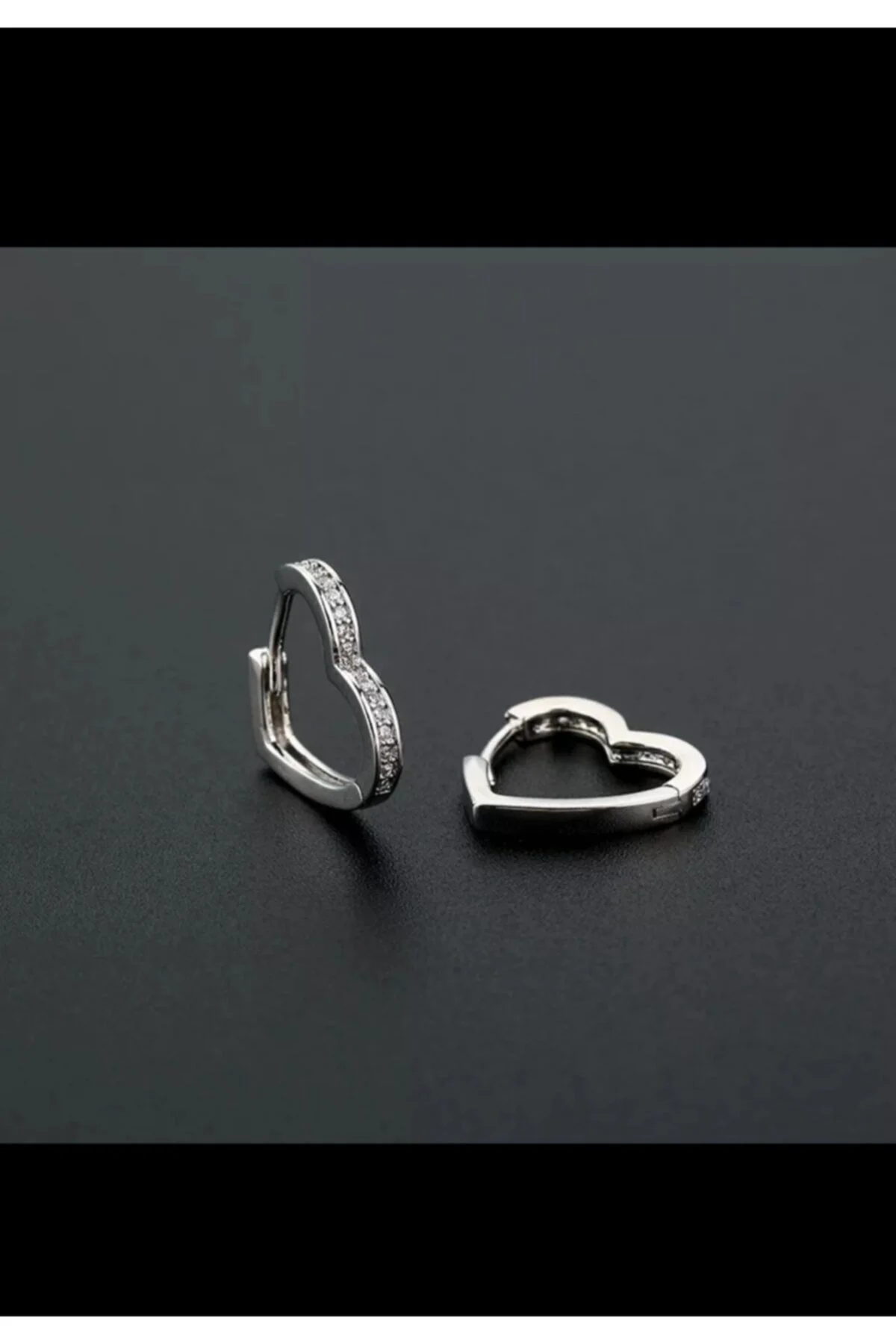 Cerrahi Çelik Zirkon Taşlı Gümüş Renk Kalpli Kıkırdak Rook Lobe Uyumlu Piercing