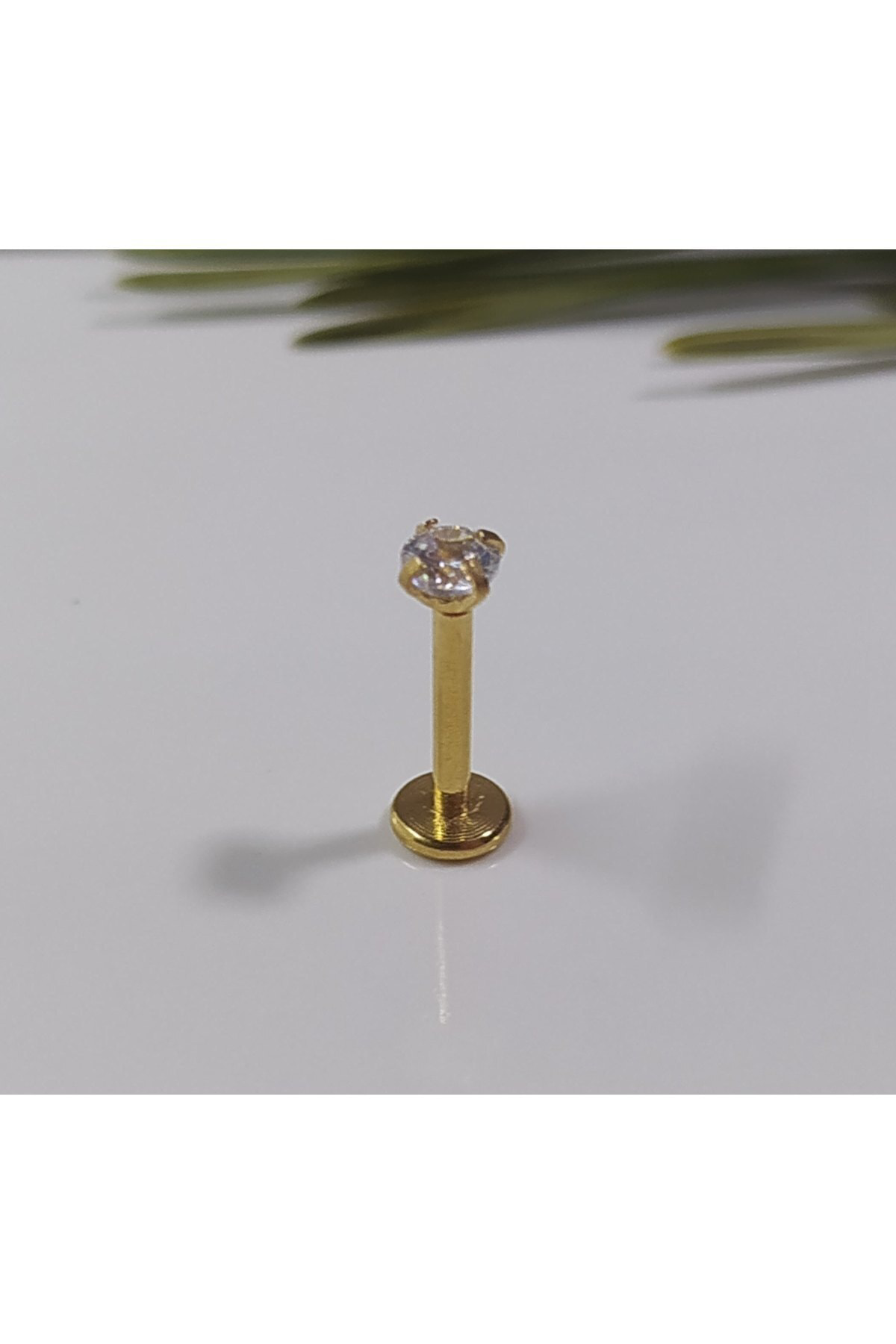 Cerrahi Çelik Zirkon Taşlı Gold Piercing, Küpe, Kulak, Dudak, Kık