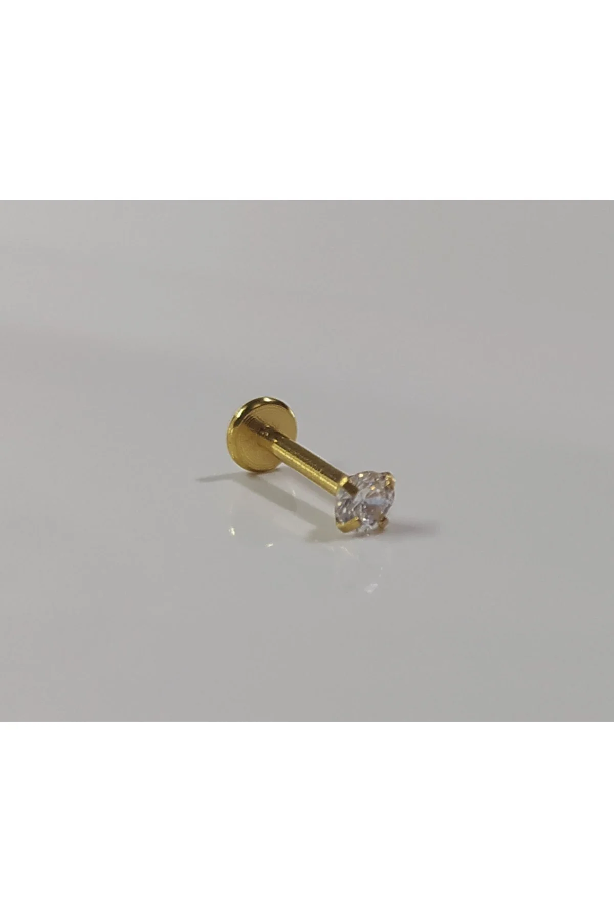 Cerrahi Çelik Zirkon Taşlı Gold Piercing, Küpe, Kulak, Dudak, Kıkırdak, Tragus, Helix