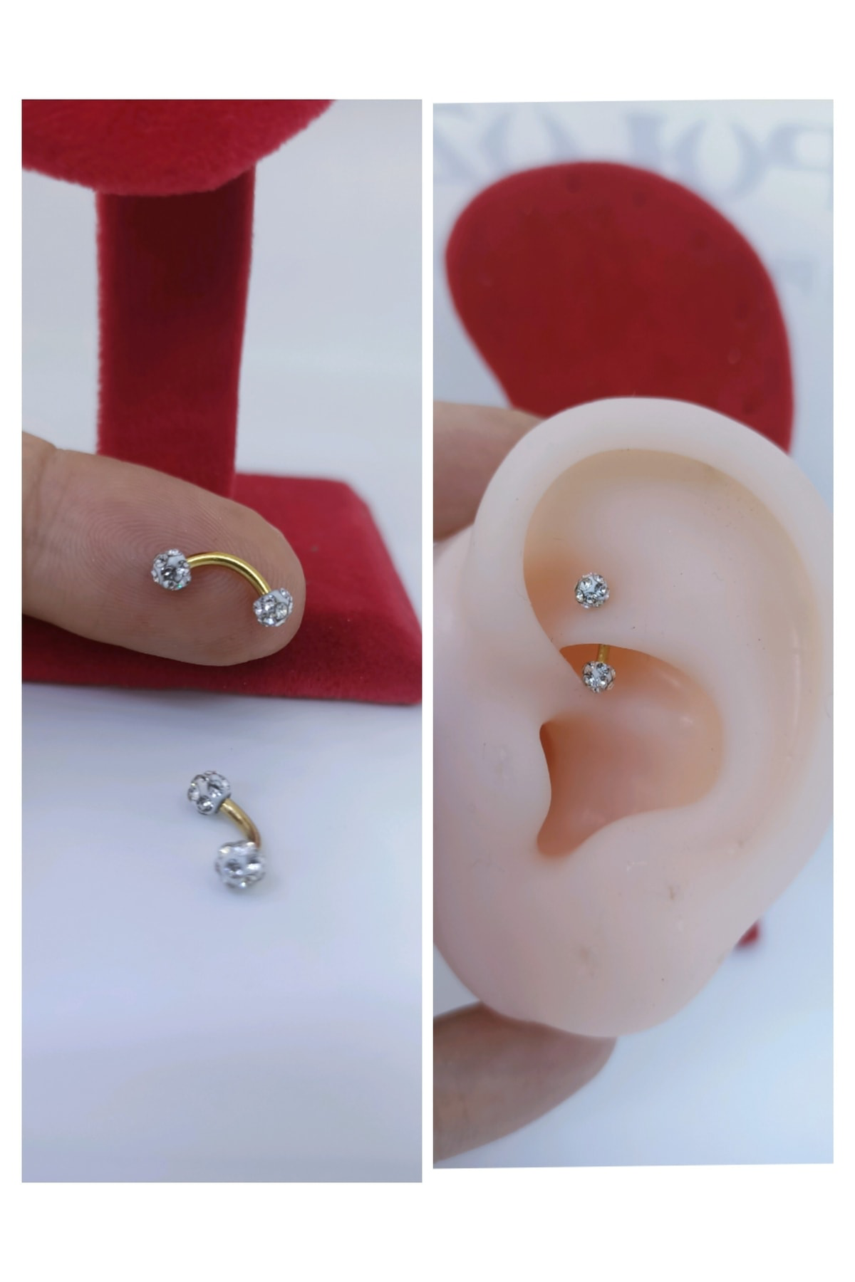 Cerrahi Çelik Zirkon Taşlı Rokk Kaş Kıkırdak Piercingi