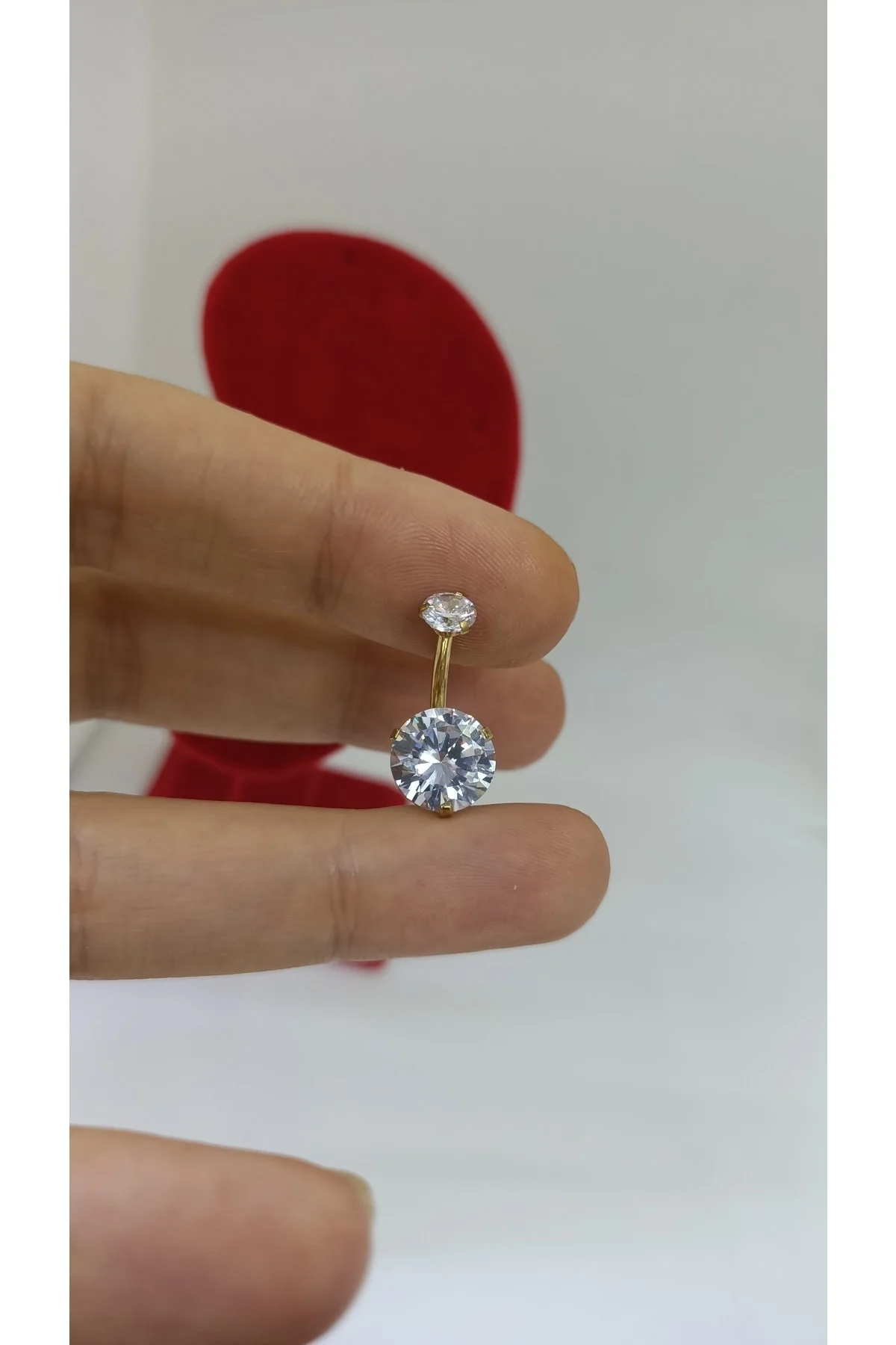 Cerrahi Çelik Zirkon Taşlı Işıl Işıl Göbek Piercingi