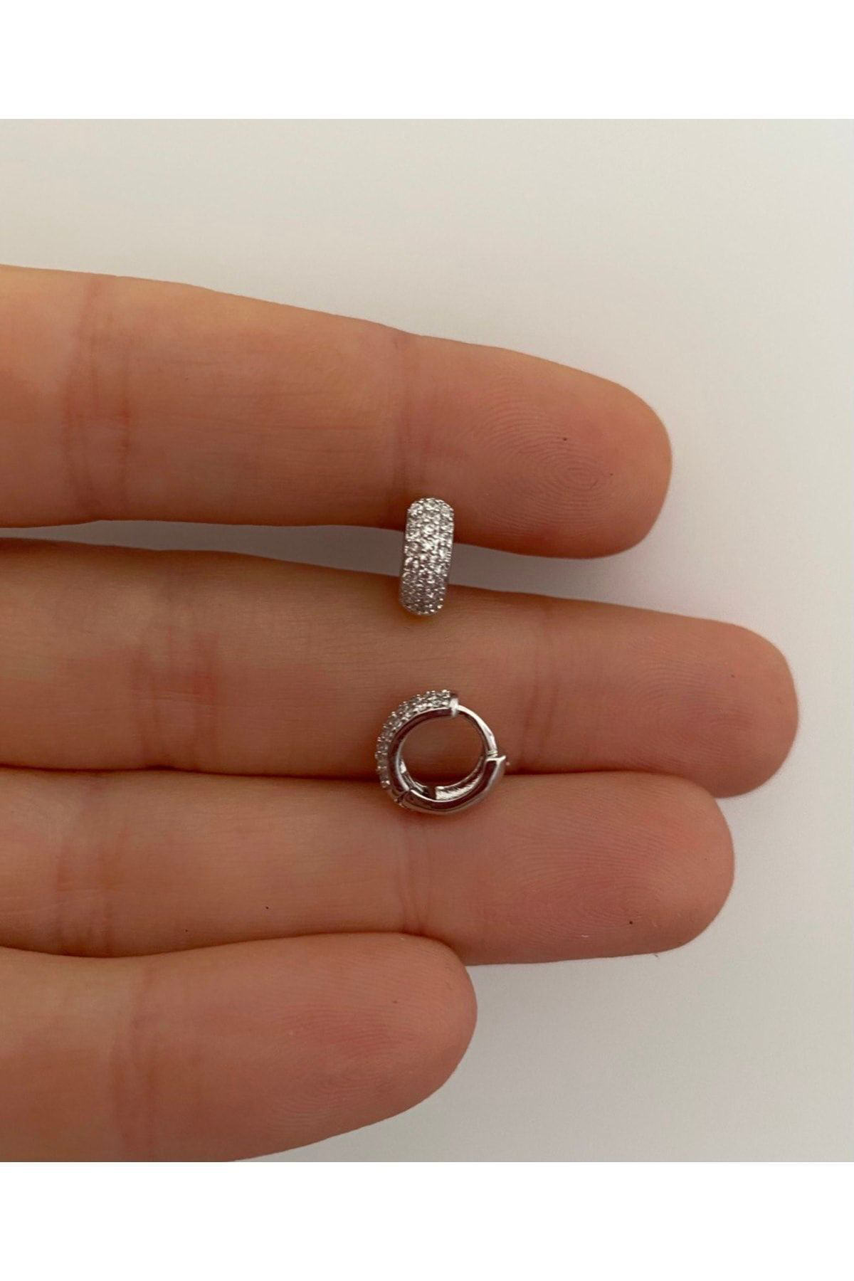 Cerrahi Çelik Zirkon Taşlı Tragus Kıkırdak Helix Lobe Uyumlu Tombul Kalın Halka Piercing Küpe