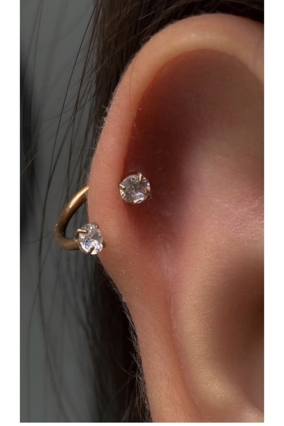 Cerrahi Çelik Zirkon Taşlı Rosegold Yarım Halka Piercing