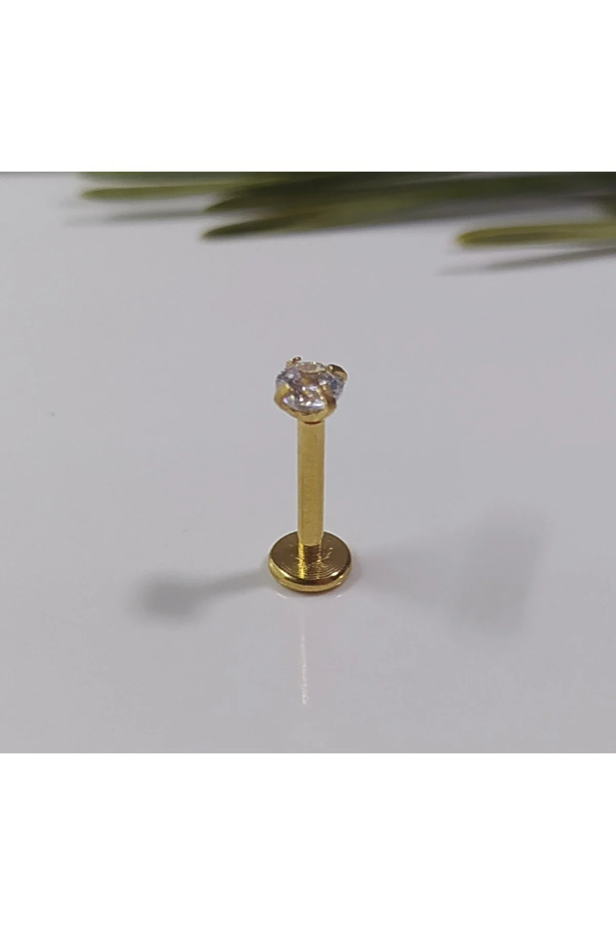 Cerrahi Çelik Zirkon Taşlı Gold Piercing, Küpe, Kulak, Dudak, Kıkırdak, Tragus, Helix