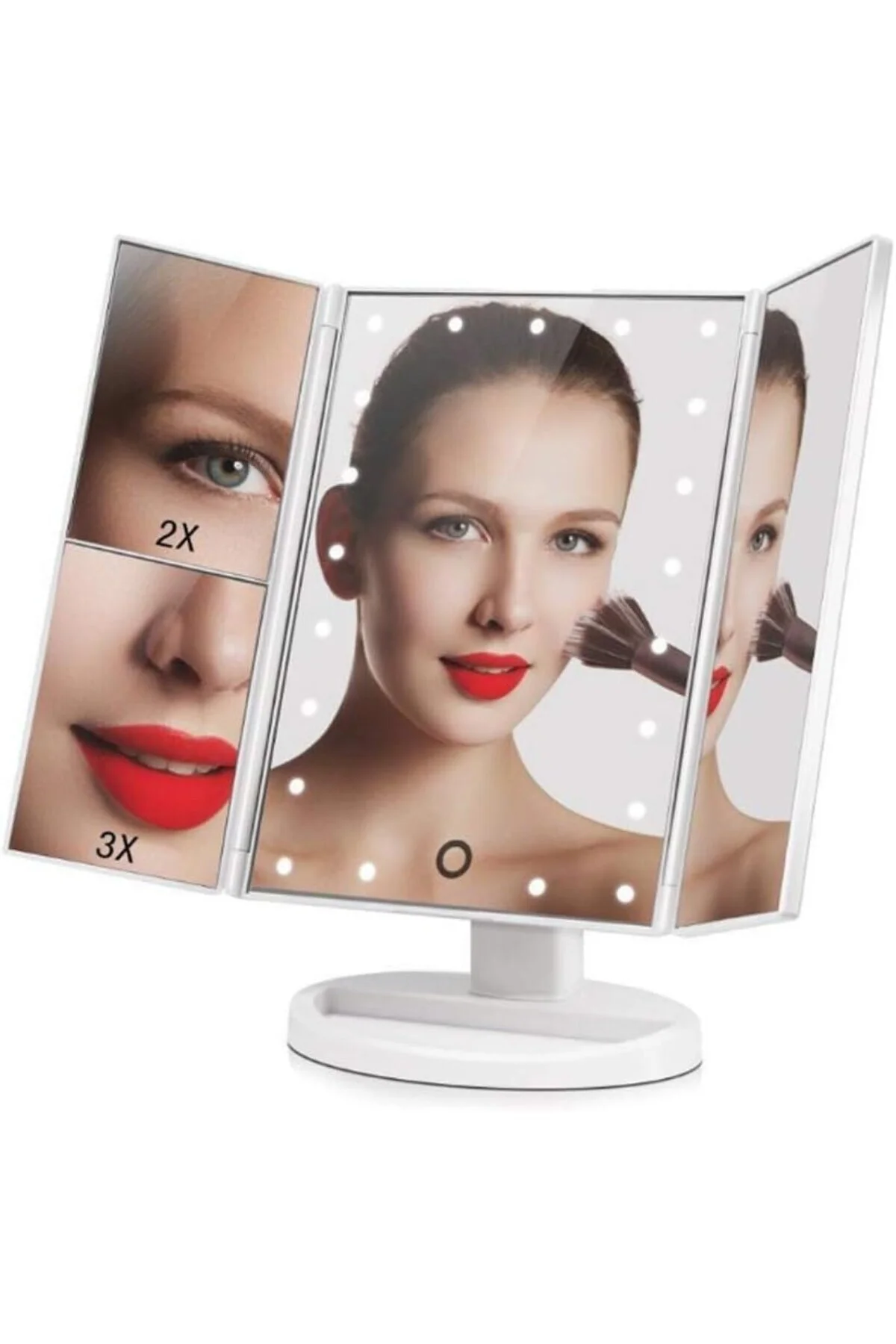 Çeşithane LED Işıklı Makyaj Aynası – Trifold Katlanabilir 1x/2x/3