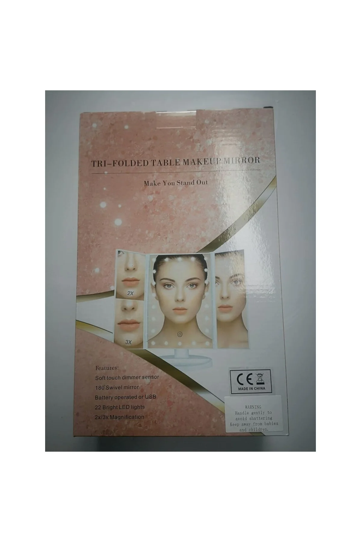 Çeşithane LED Işıklı Makyaj Aynası – Trifold Katlanabilir 1x/2x/3