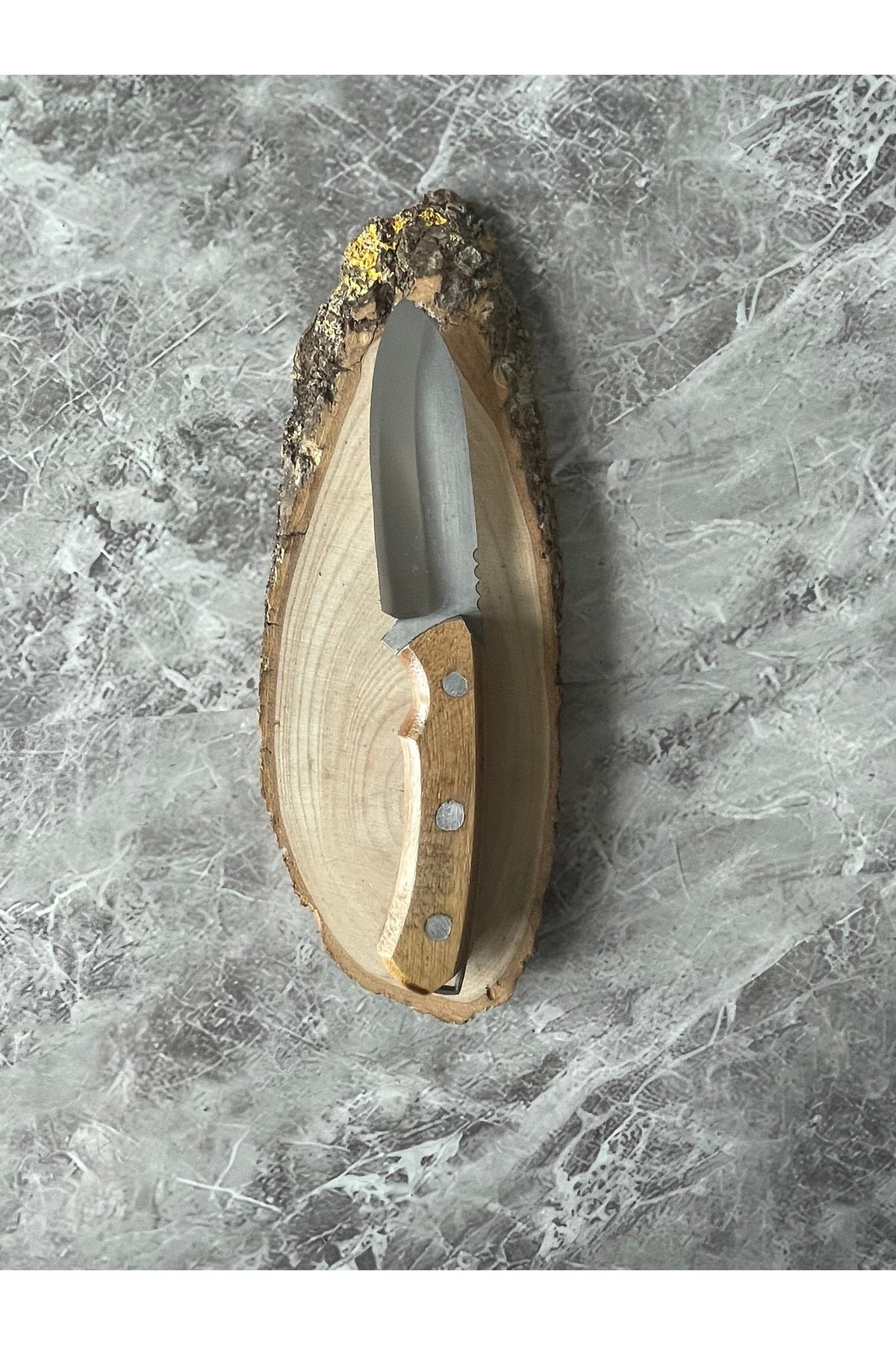 Ceviz Kabzeli El Yapımı Kılıflı Mini Kamp ve Av Bıçağı – 19,5 cm