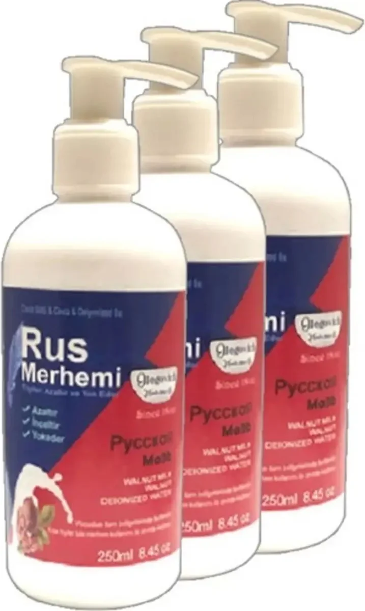 Ceviz Sütlü Tüy Giderici Krem 3'lü Paket – Doğal Ceviz Özli Russ Merhemi ile Pürüzsüz Cilt, 250 ml