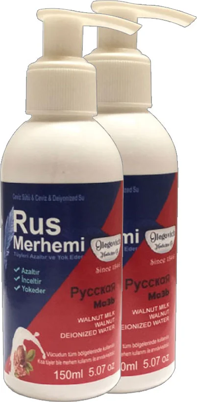 Cevizli & Ceviz Sütlü Tüylere Krem 2'li Set (2 x 150 ml) - Rus Merhemi Etkisiyle Saç Besleyici Bakım