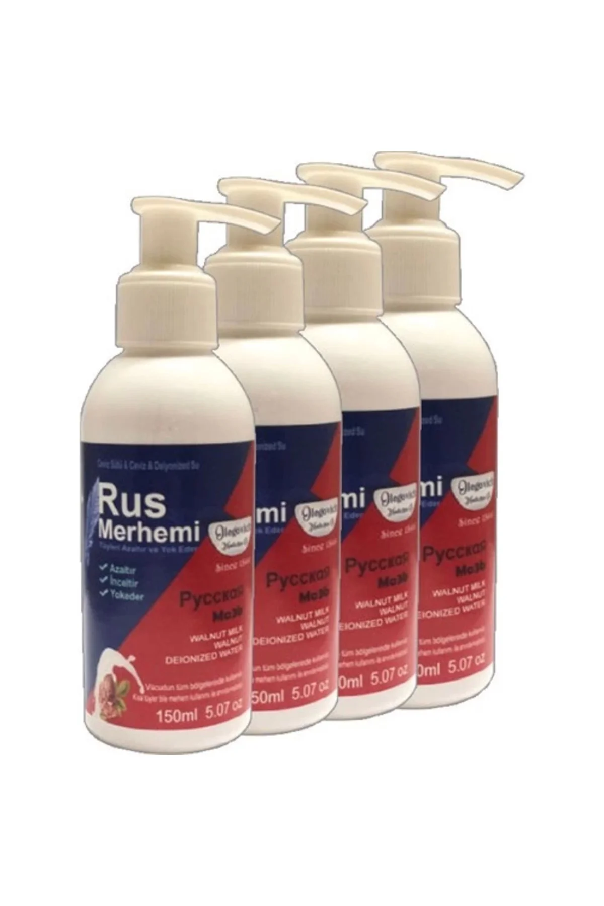 Cevizli & Ceviz Sütlü Russ Merhemi Kremi 4'lü Paket 150 ml - Saç ve Tüy Bakımı