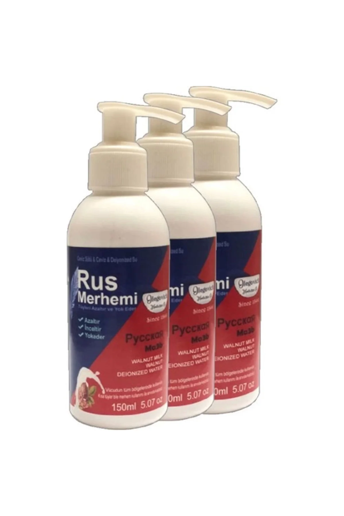 Cevizli & Ceviz Sütlü Russ Merhemi Tüy Kremi 3'lü Set (3 x 150 ml) - Saç Dökülmesine Karşı Etkili Bakım