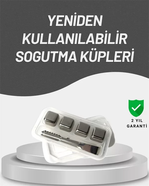 Çevre Dostu Metal Buz Küpü ve Kullanışlı Klips Seti - Lisinya