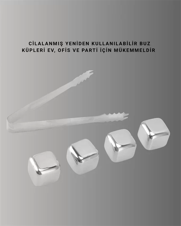 Çevre Dostu Metal Buz Küpü ve Klips Seti - 304 Paslanmaz Çelik, Hijyenik ve Sürdürülebilir