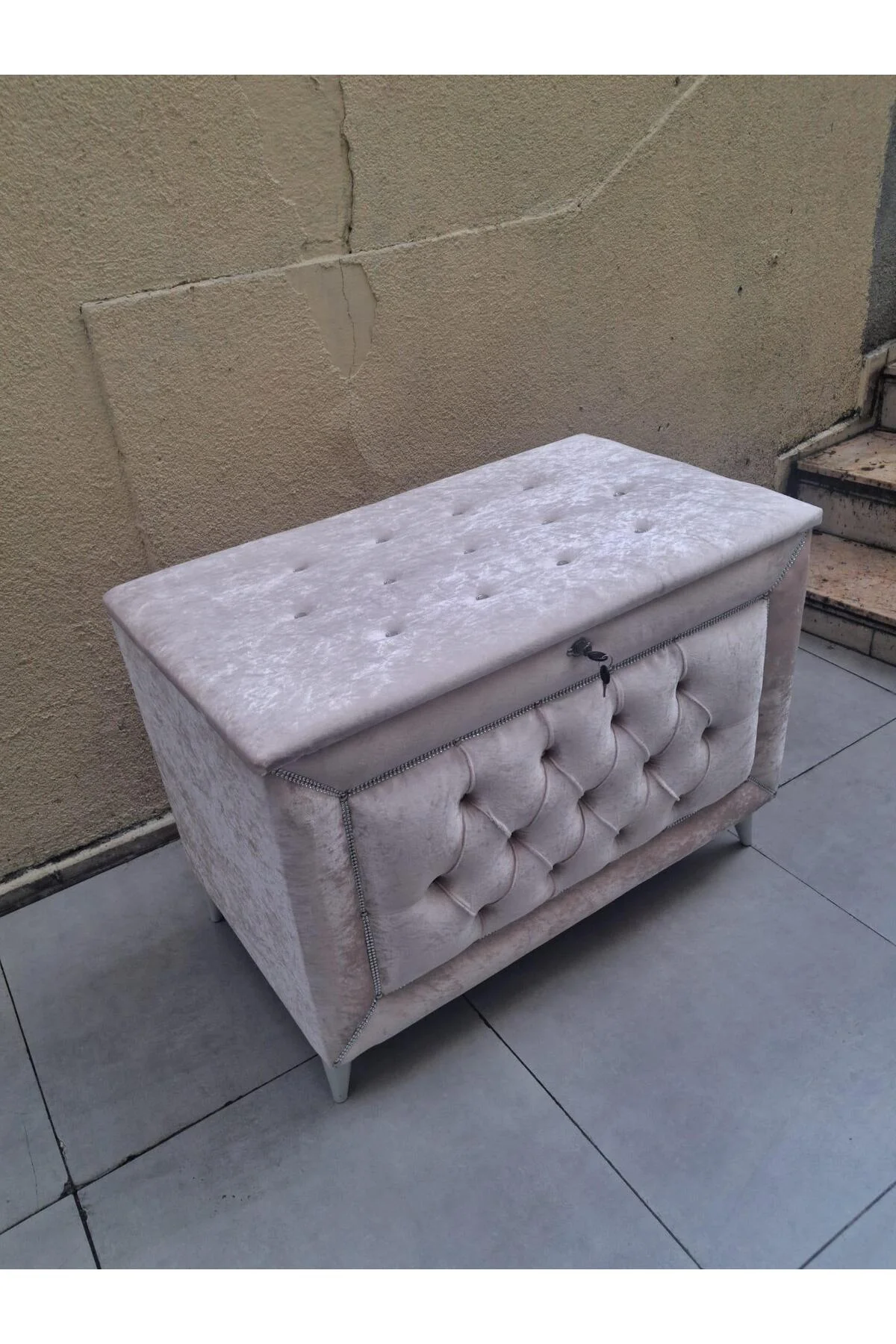 Çeyiz 13939 SANDIK Kapitone Büyük Model PEMBE Kadife Kumaş İçi Tela El Yapım Çeyiz 13939 SANDIK Kapitone Büyük Model PEMBE Kadife Kumaş İçi Tela El Yapım - Görsel 5
