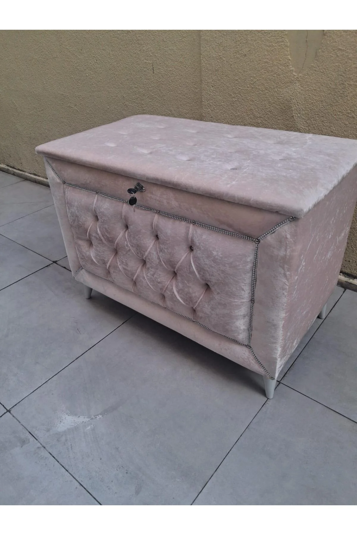 Çeyiz 13939 SANDIK Kapitone Büyük Model PEMBE Kadife Kumaş İçi Tela El Yapım Çeyiz 13939 SANDIK Kapitone Büyük Model PEMBE Kadife Kumaş İçi Tela El Yapım - Görsel 2
