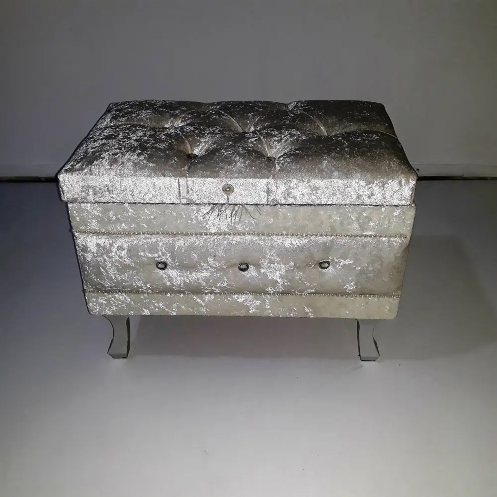 Çeyiz Sandık 121349 mini Krem Kapitone KÜÇÜK Model KREM Kadife Ku