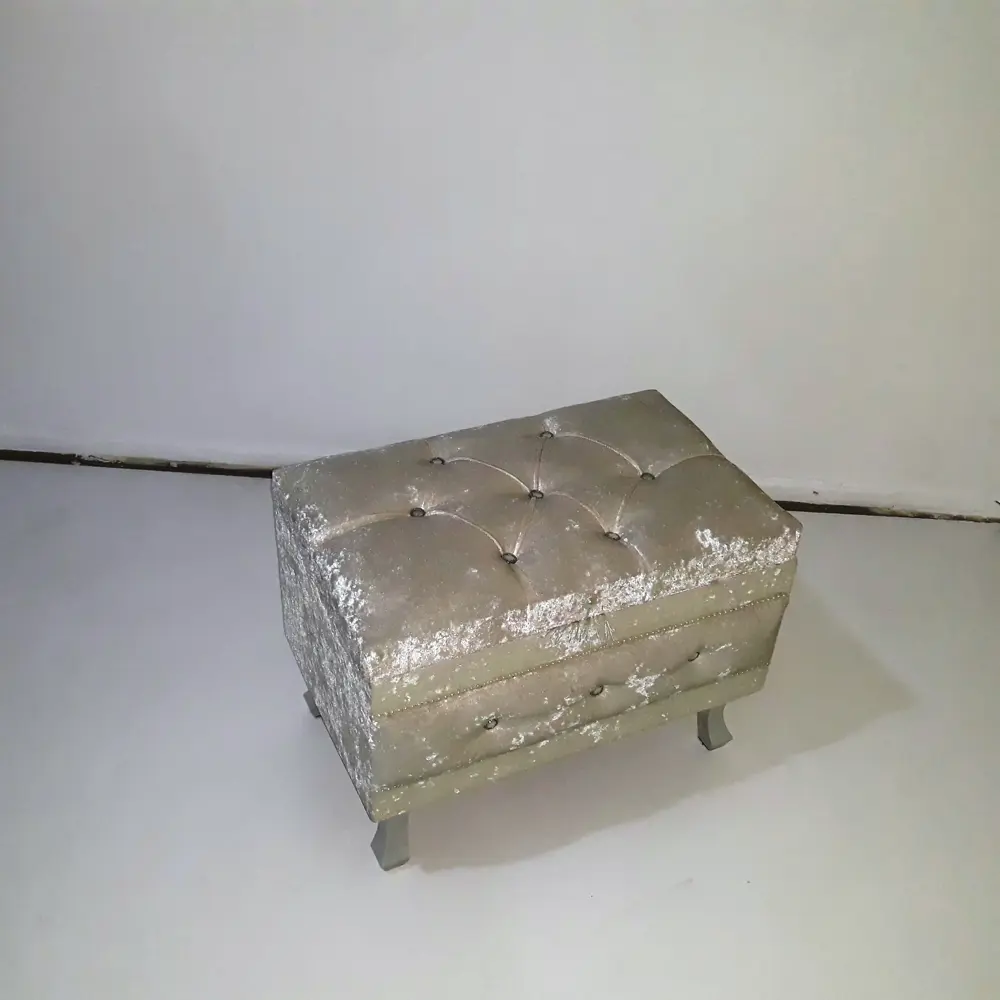 Çeyiz Sandık 121349 mini Krem Kapitone KÜÇÜK Model KREM Kadife Ku