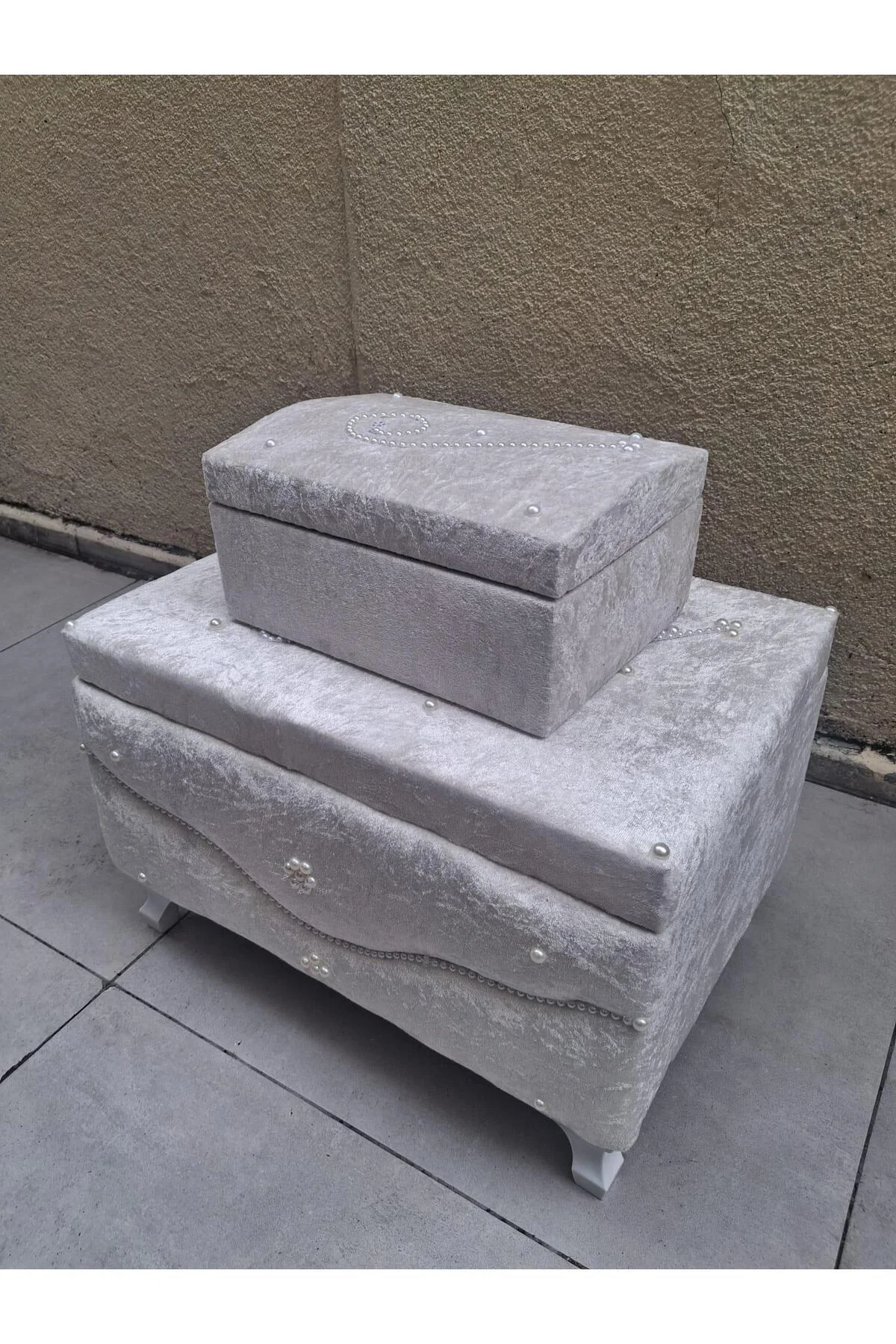 Çeyiz Sandık 12349 mini Krem Kapitone KÜÇÜK Model KREM Kadife Kumaş İçi Tela Çeyiz Sandık 12349 mini Krem Kapitone KÜÇÜK Model KREM Kadife Kumaş İçi Tela - Görsel 4