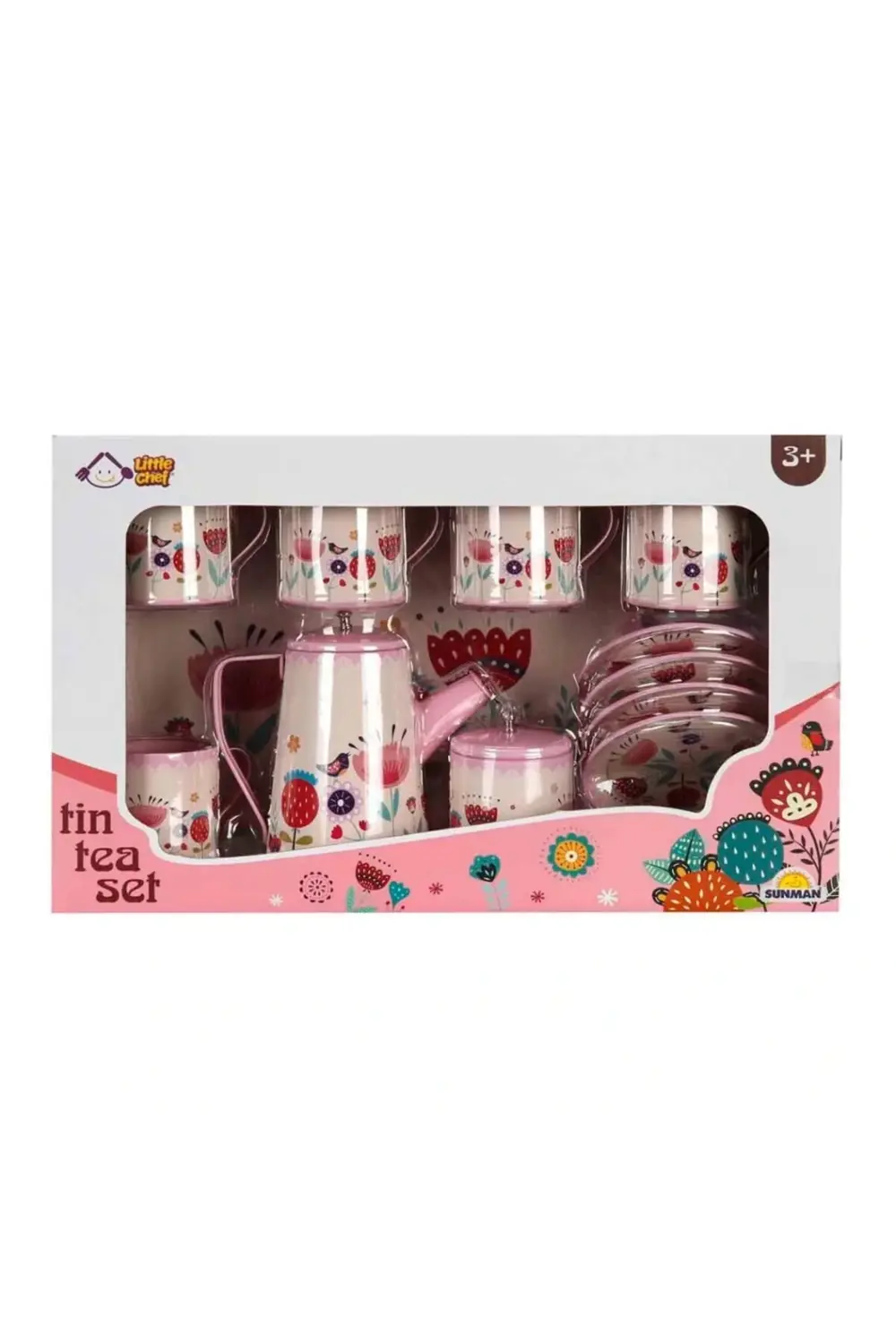 CEYLAN ADAM Çiçek Desenli Metal Çay Seti 12 Parça