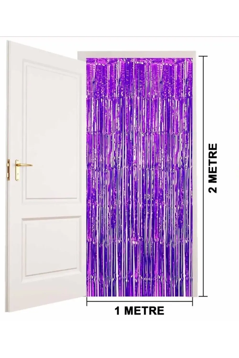 CEYLAN ADAM Mor Renk Ekstra Metalize Parlak Saçaklı Arka Fon Perd