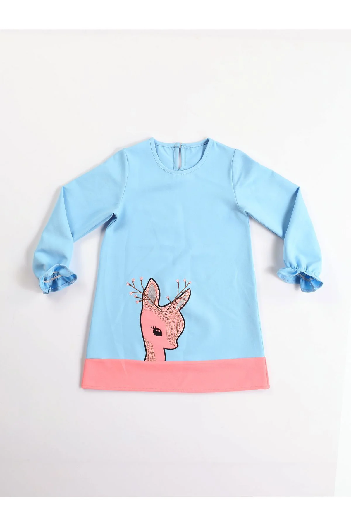 Ceylan Mint Pembe Dokuma Poly Kız Elbise