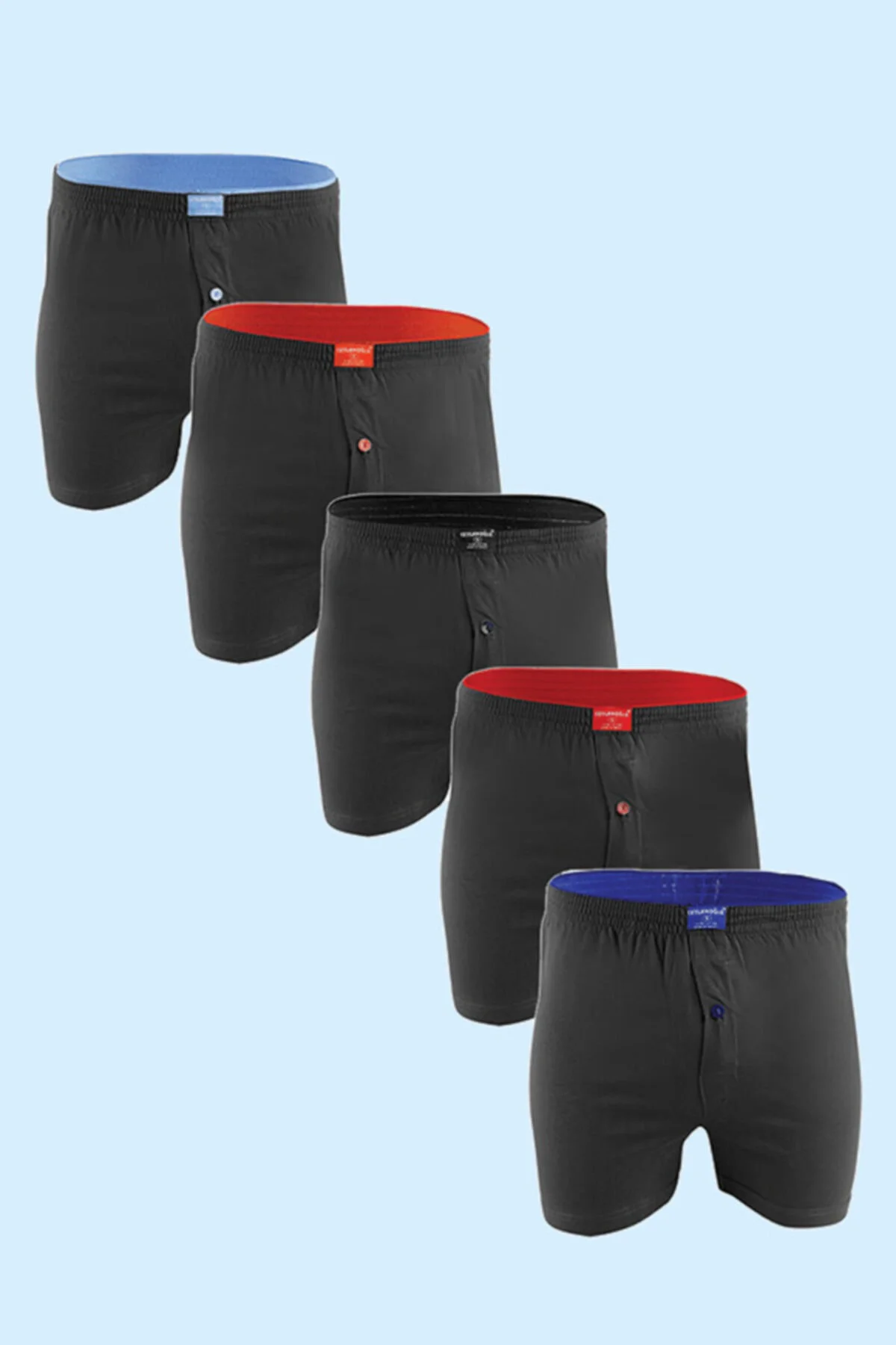 CEYLANOĞLU %100 PAMUK HAVLU BEL ERKEK BOXER KARIŞIK 5'Lİ EKO PAKE