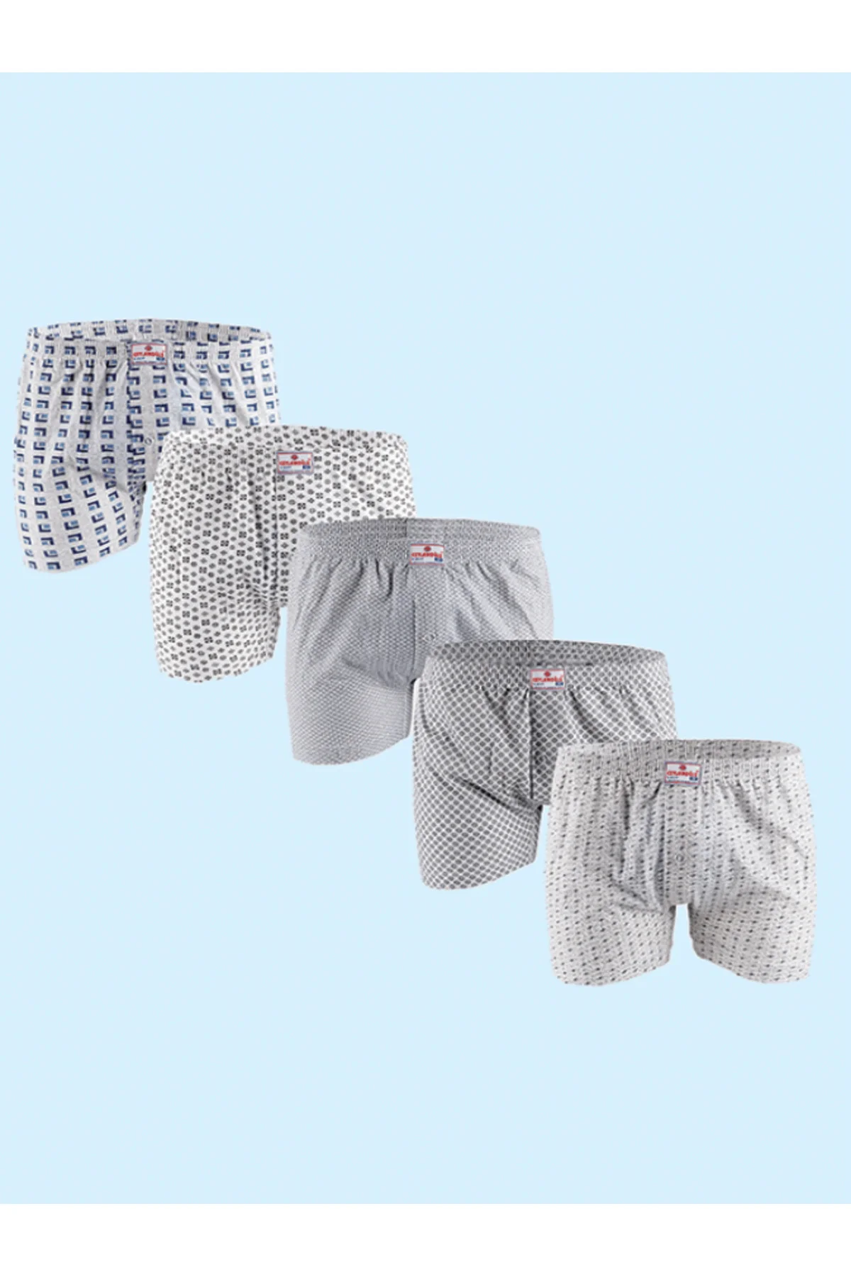 CEYLANOĞLU %100 PAMUK ERKEK EMPİRME BOXER KARIŞIK 5'Lİ EKO PAKET 